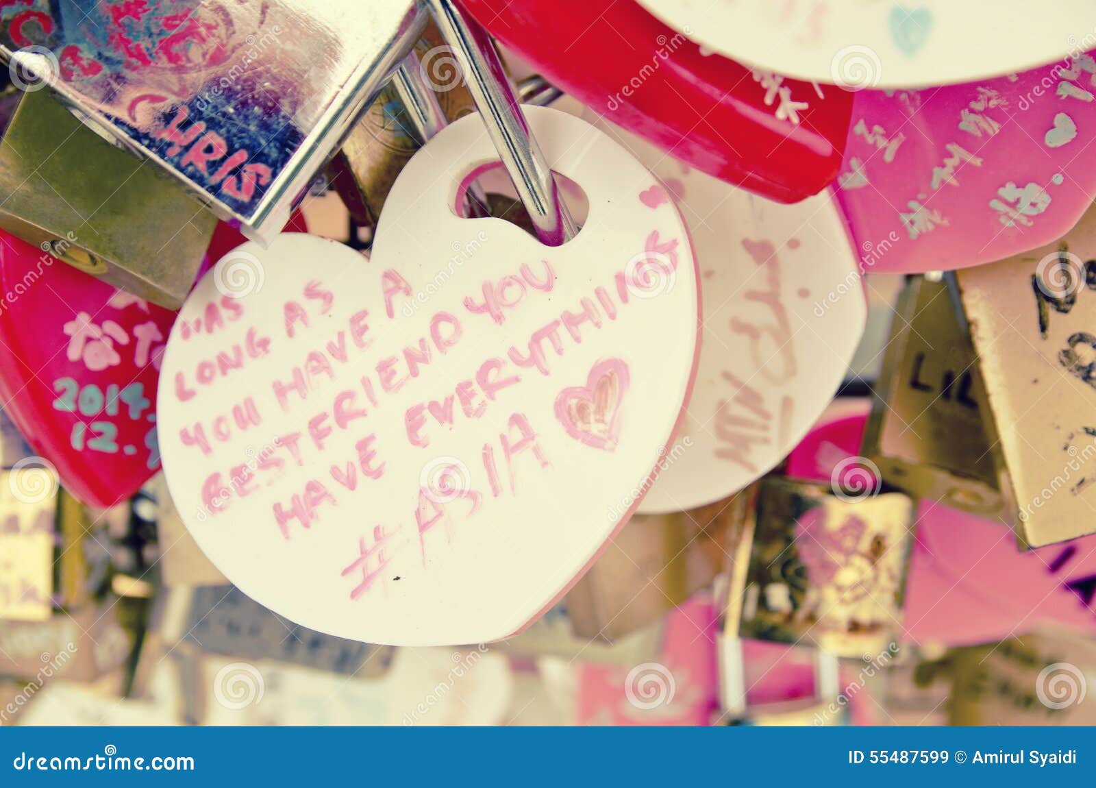 Keychain with Love Shape with Loving Caption, Retro and Vantage Look