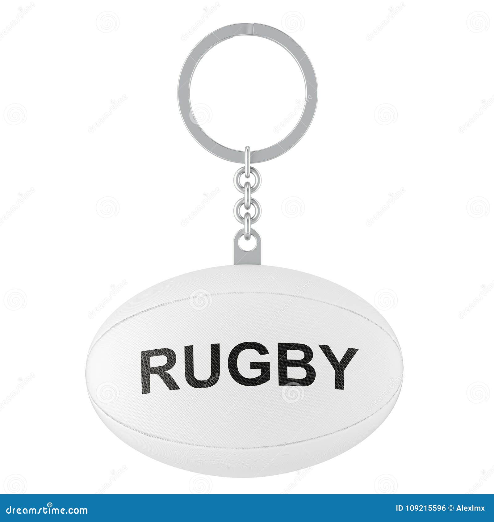 Keychain with Rugby Ball, 3D Rendering Stock Illustration
