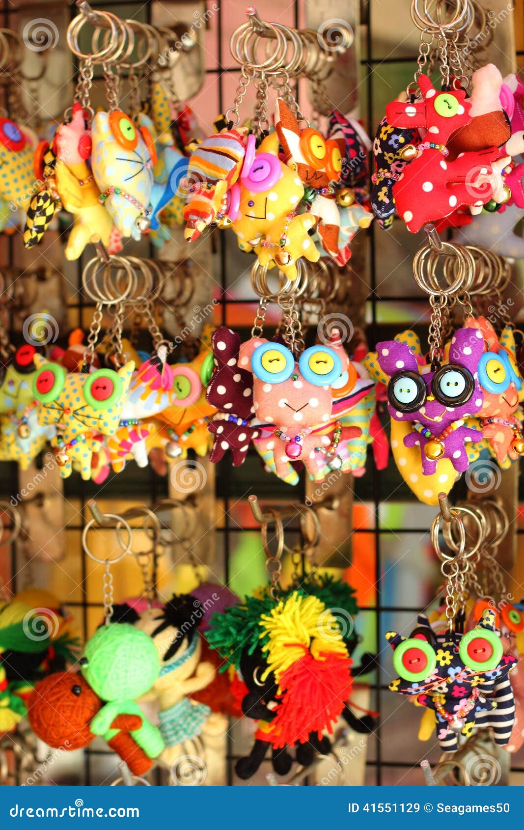 Keychains Cute Doll in the Gift Shop. Stock Image Image of retro