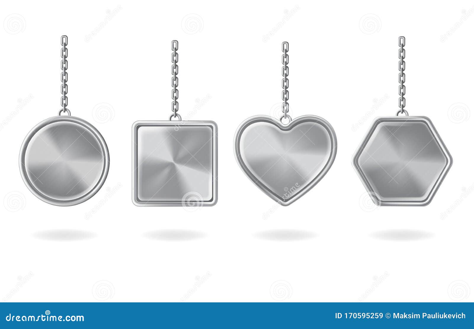 Download Keychains Set. Metal Round, Square Heart Hexagon Stock ...