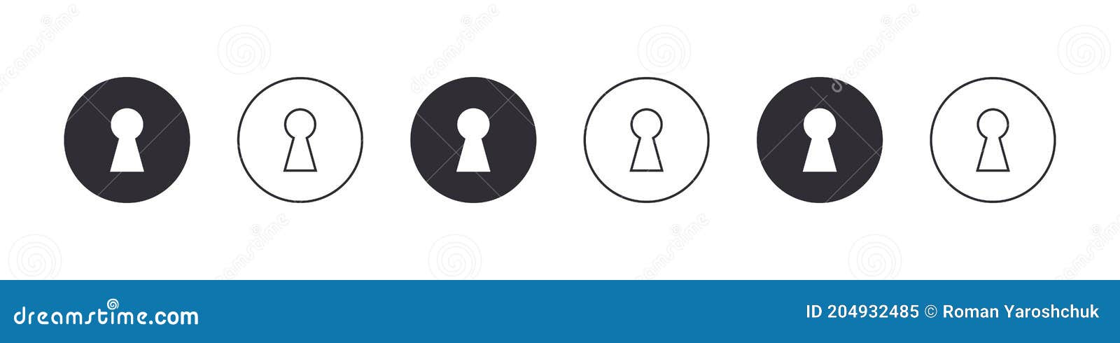 Keyhole Icons. Flat Design and Linear Design. Lock Icons. Keyhole