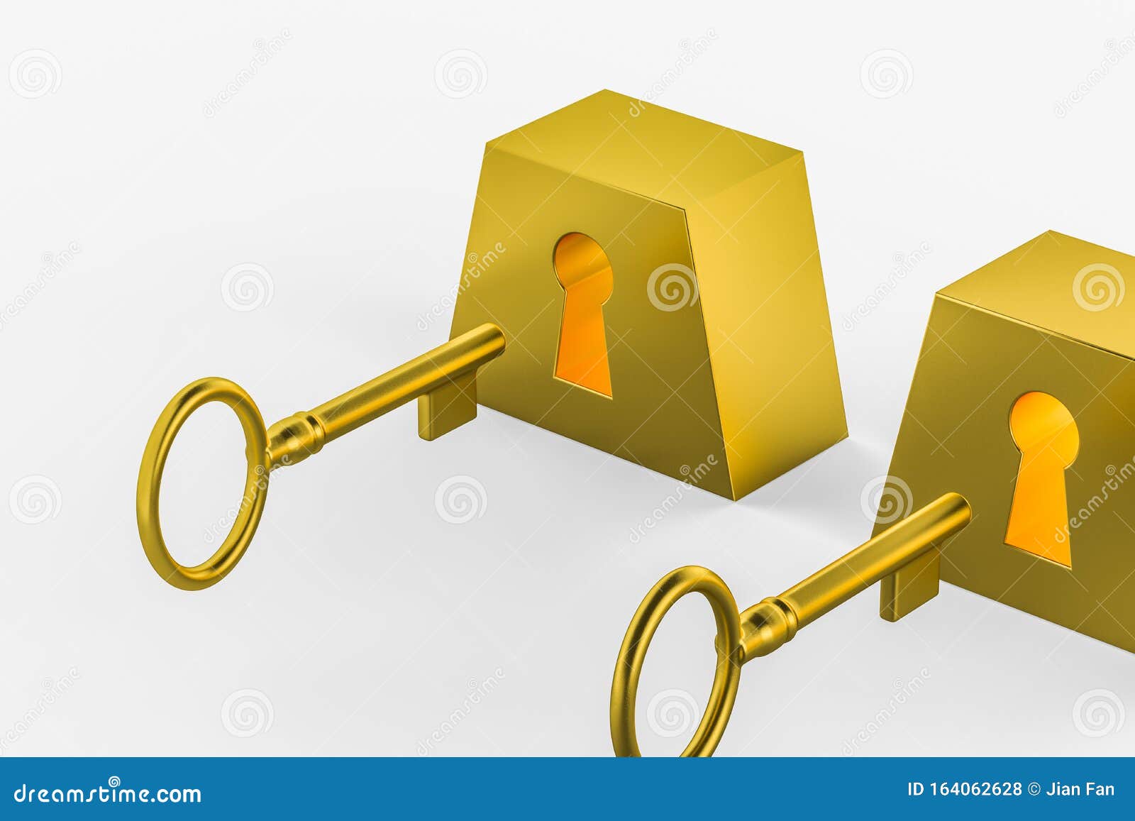 The Keyhole with Its Key Background, 3d Rendering Stock Illustration 