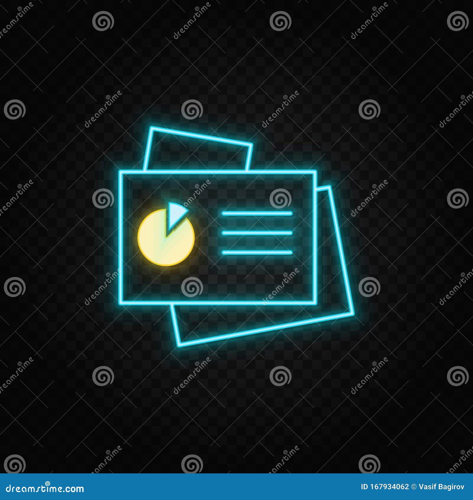 Download Keynote, Powerpoint Neon Icon. Blue And Yellow Neon Vector ...