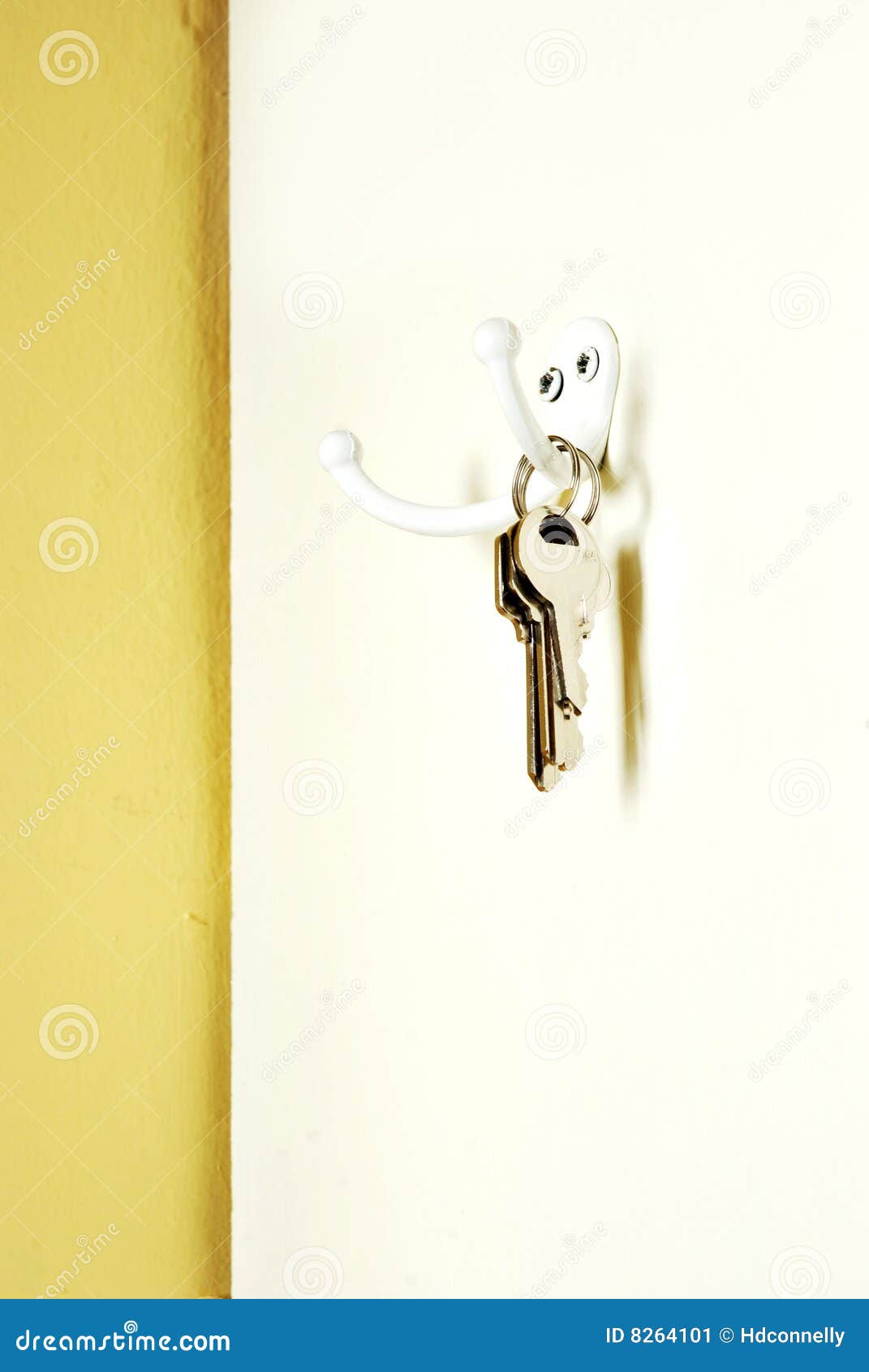 Keys Hanging on a White Metal Wall Hook Stock Image Image of wall, holder 8264101