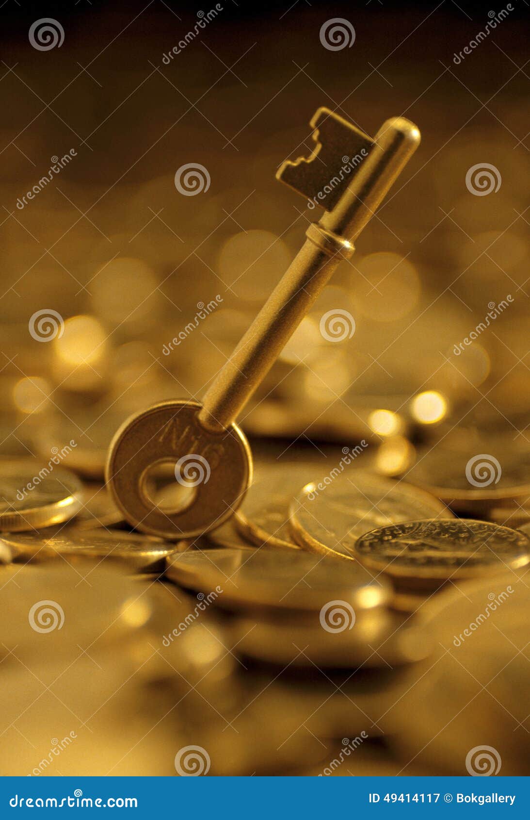 Keys on a Heaped of Gold Coins Stock Image Image of leading, holding