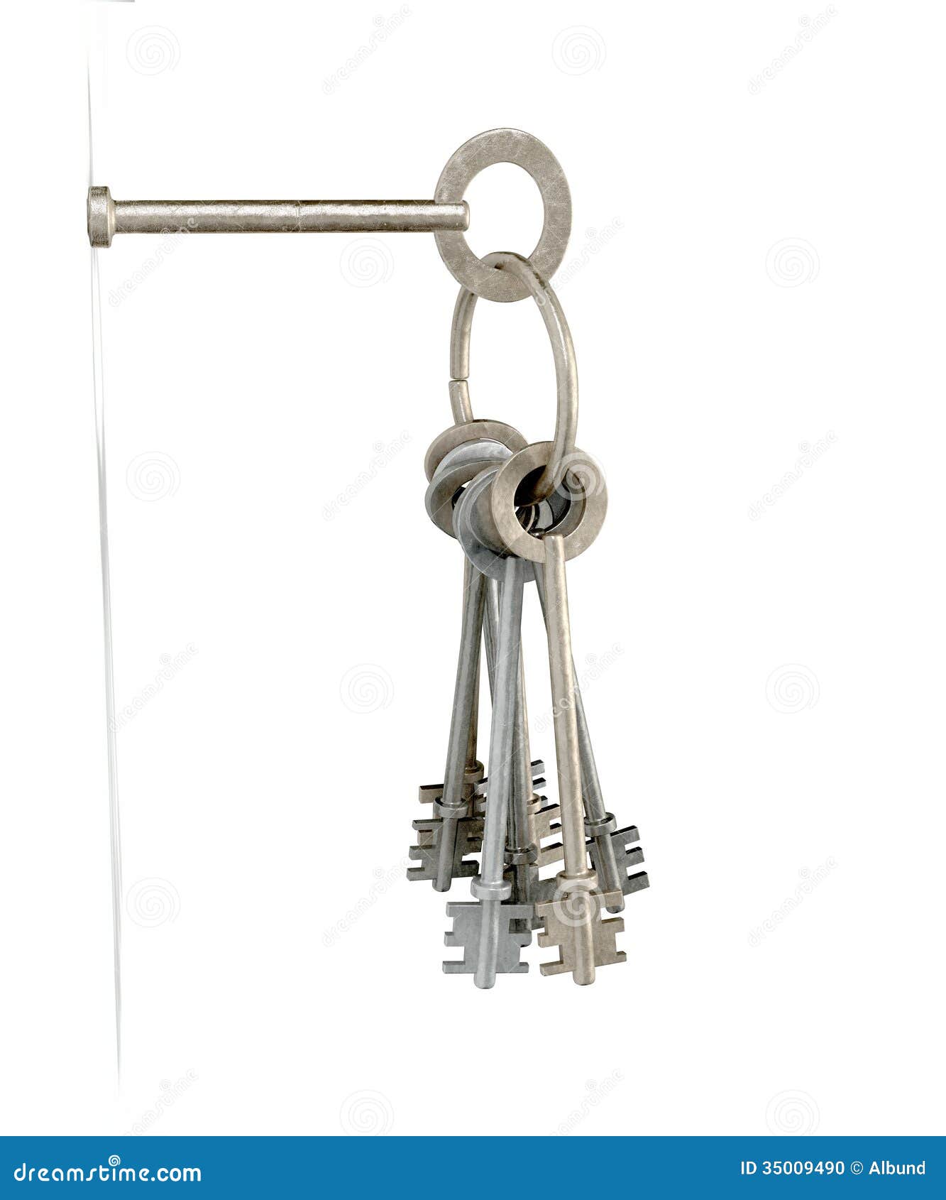 keys inserted into white wall