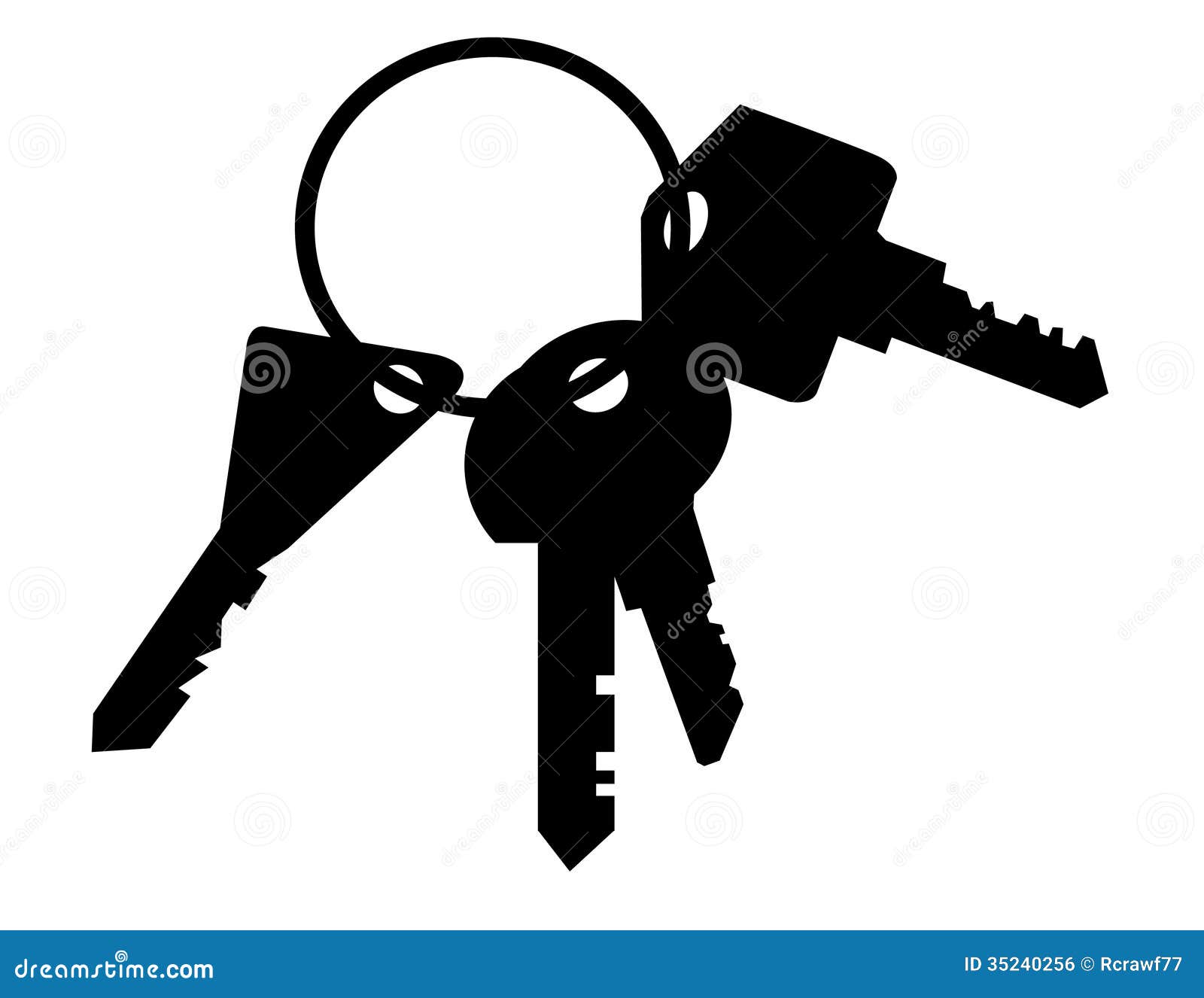 Keys on a Keychain stock illustration. Illustration of black 35240256