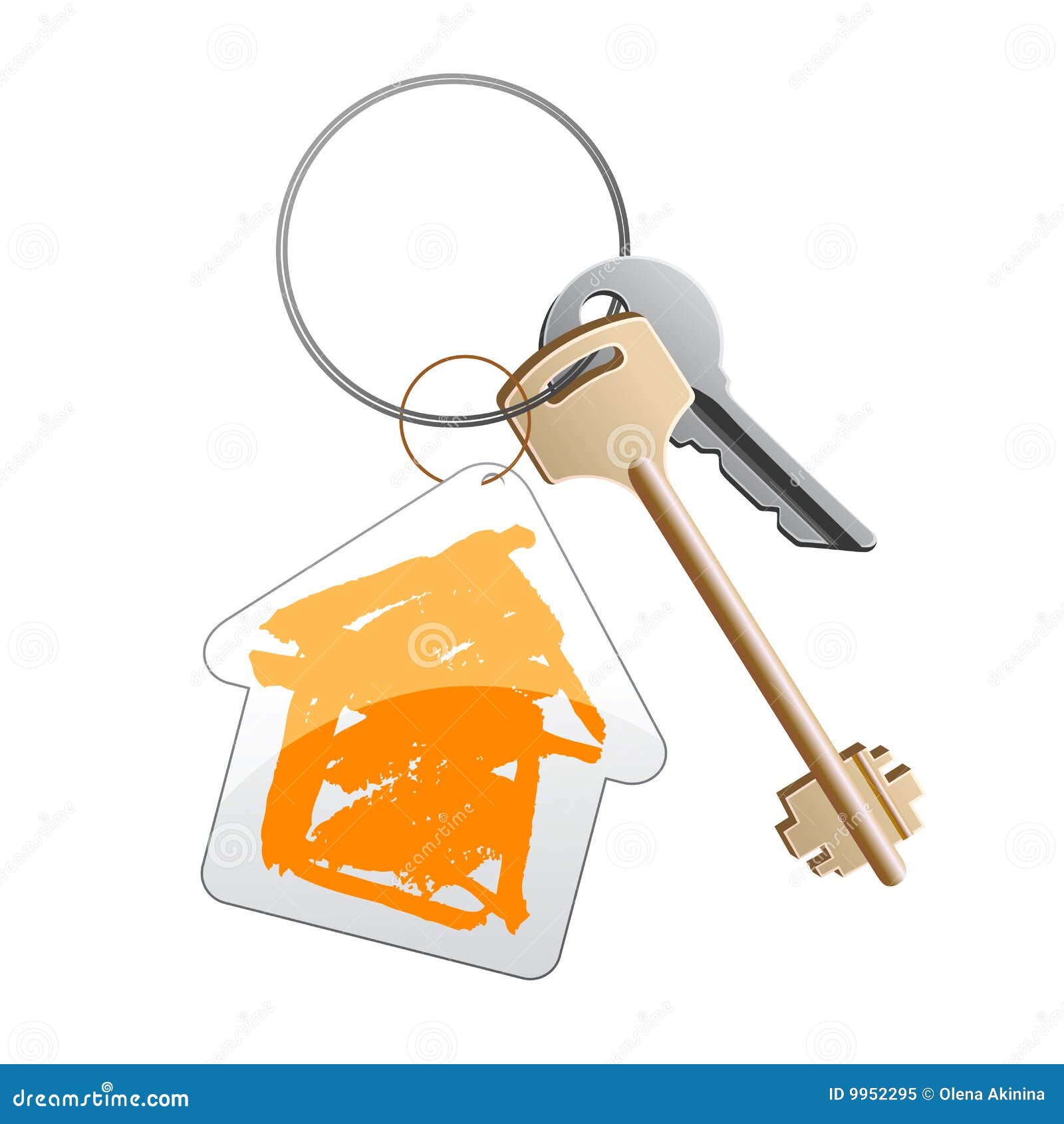 Keys_with_orange_trinket stock illustration. Illustration of isolated