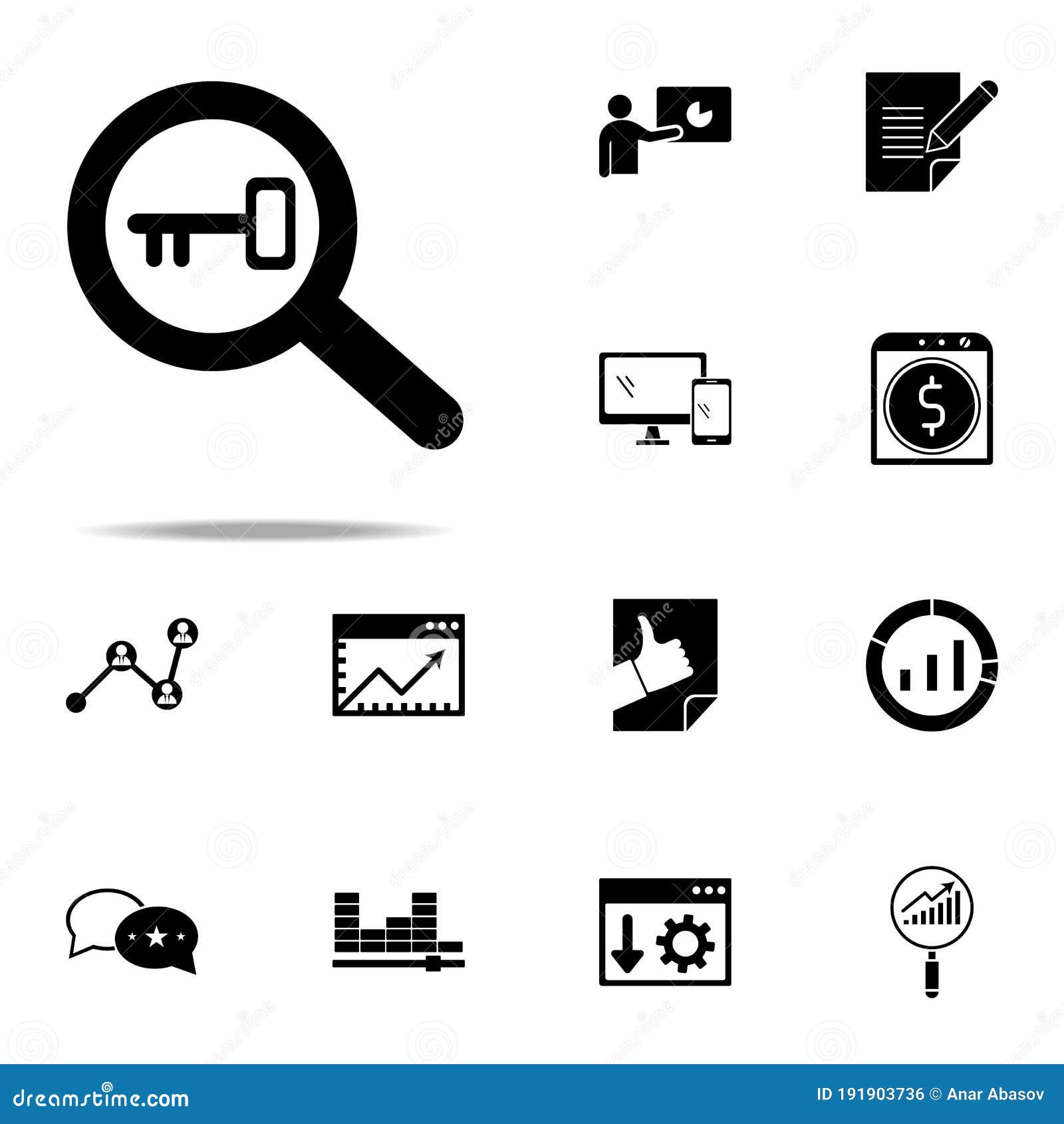 Keyword Research Icon Seo Development Icons Universal Set For Web And Mobile Stock Illustration Illustration Of Keyword Media