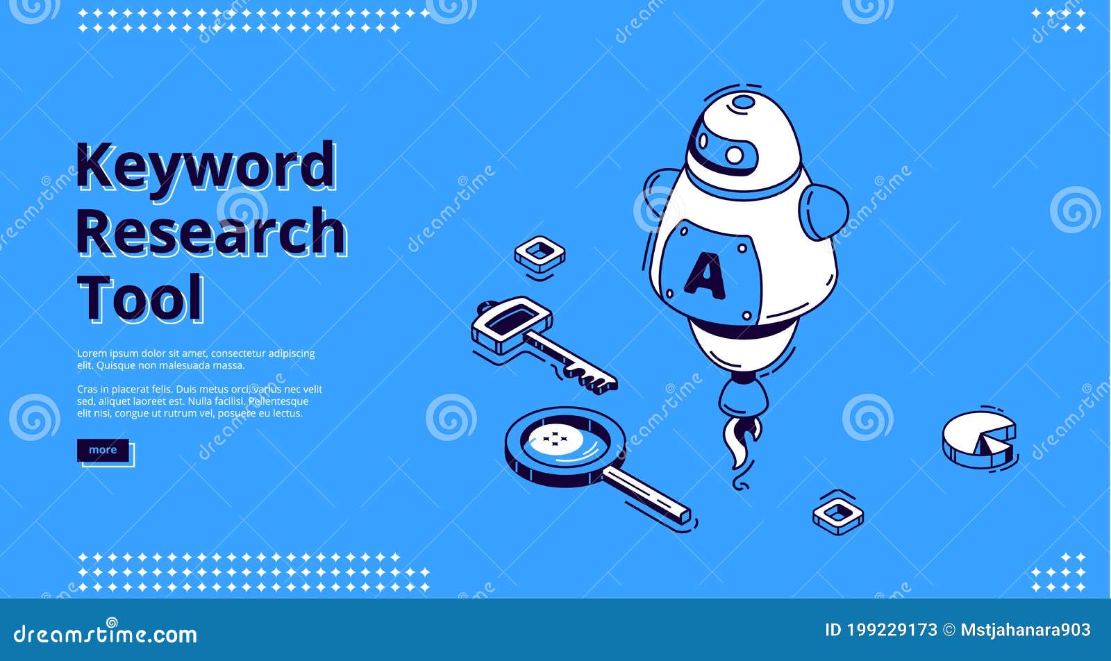 Keyword Research Tool Banner With Isometric Icons Stock Vector Illustration Of Line Marketing