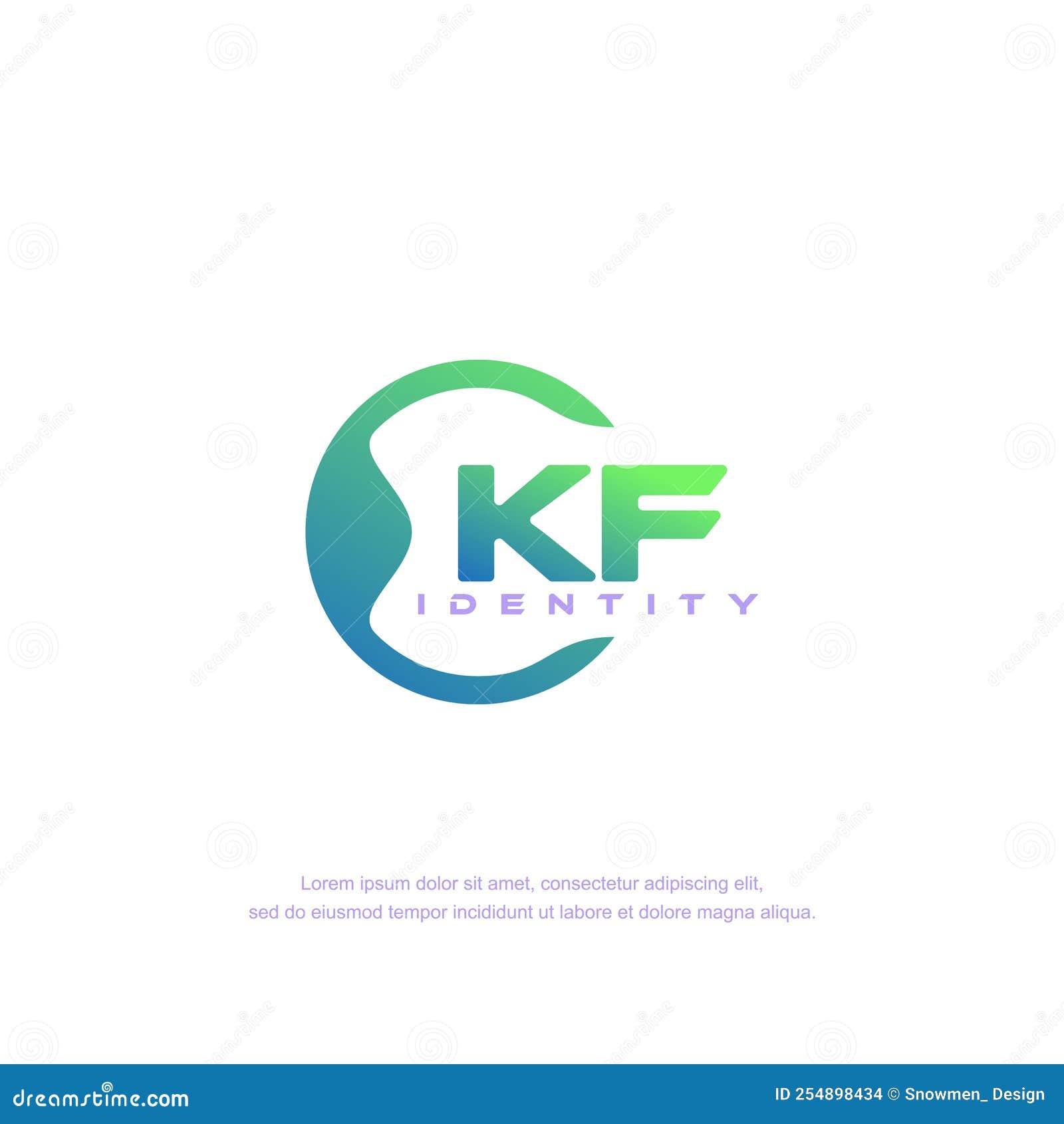 KF Initial Letter Circular Line Logo Template Vector with Gradient