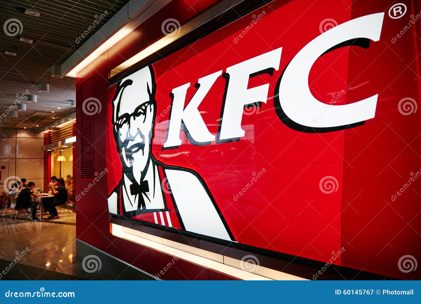 Kfc logo. Kfc Kentucky Fried Chicken, den globala snabbmatkedjan, logo och undertecknar stilsorten av shoppar in