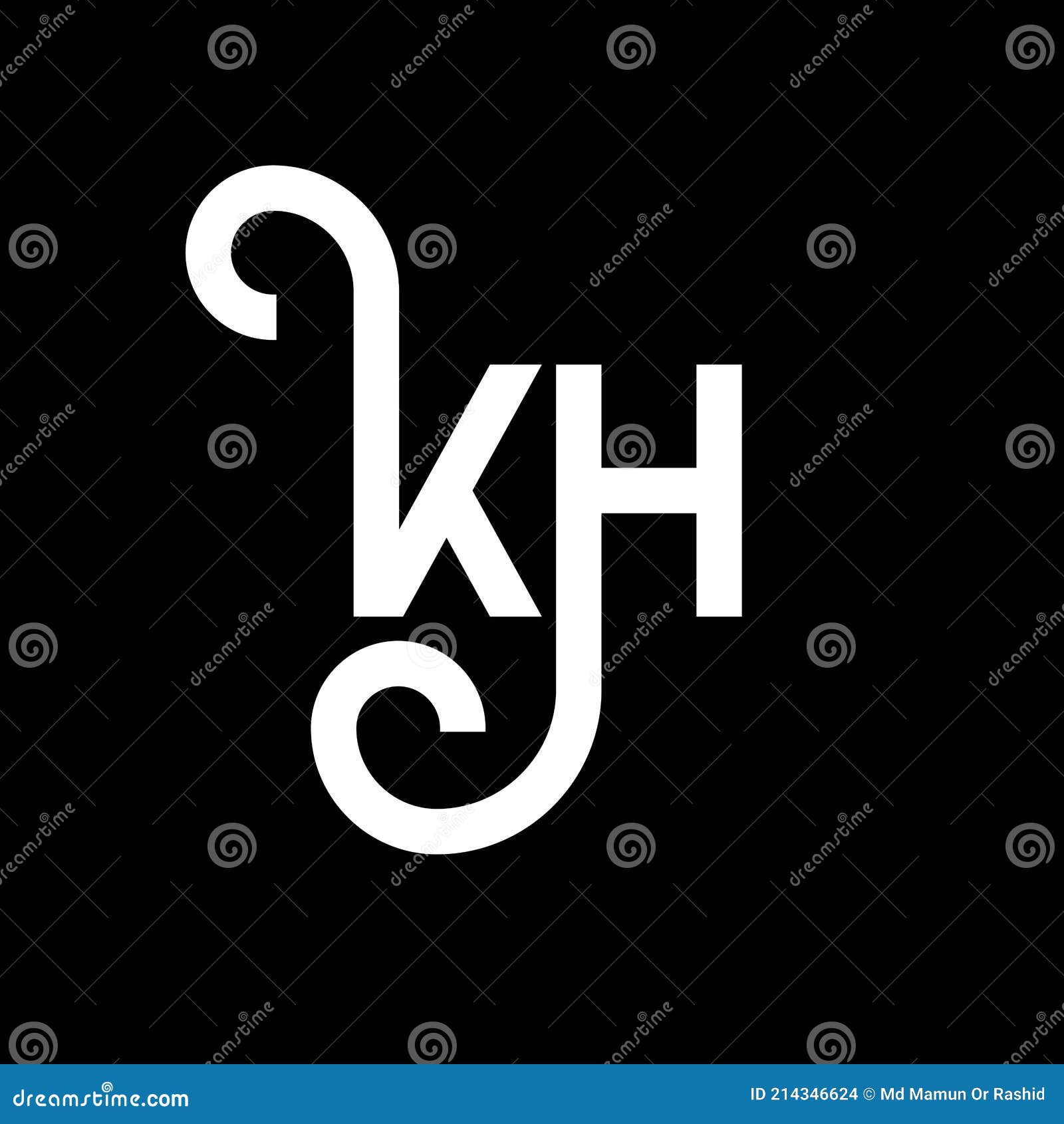 KH Letter Logo Design on Black Background. KH Creative Initials Letter ...