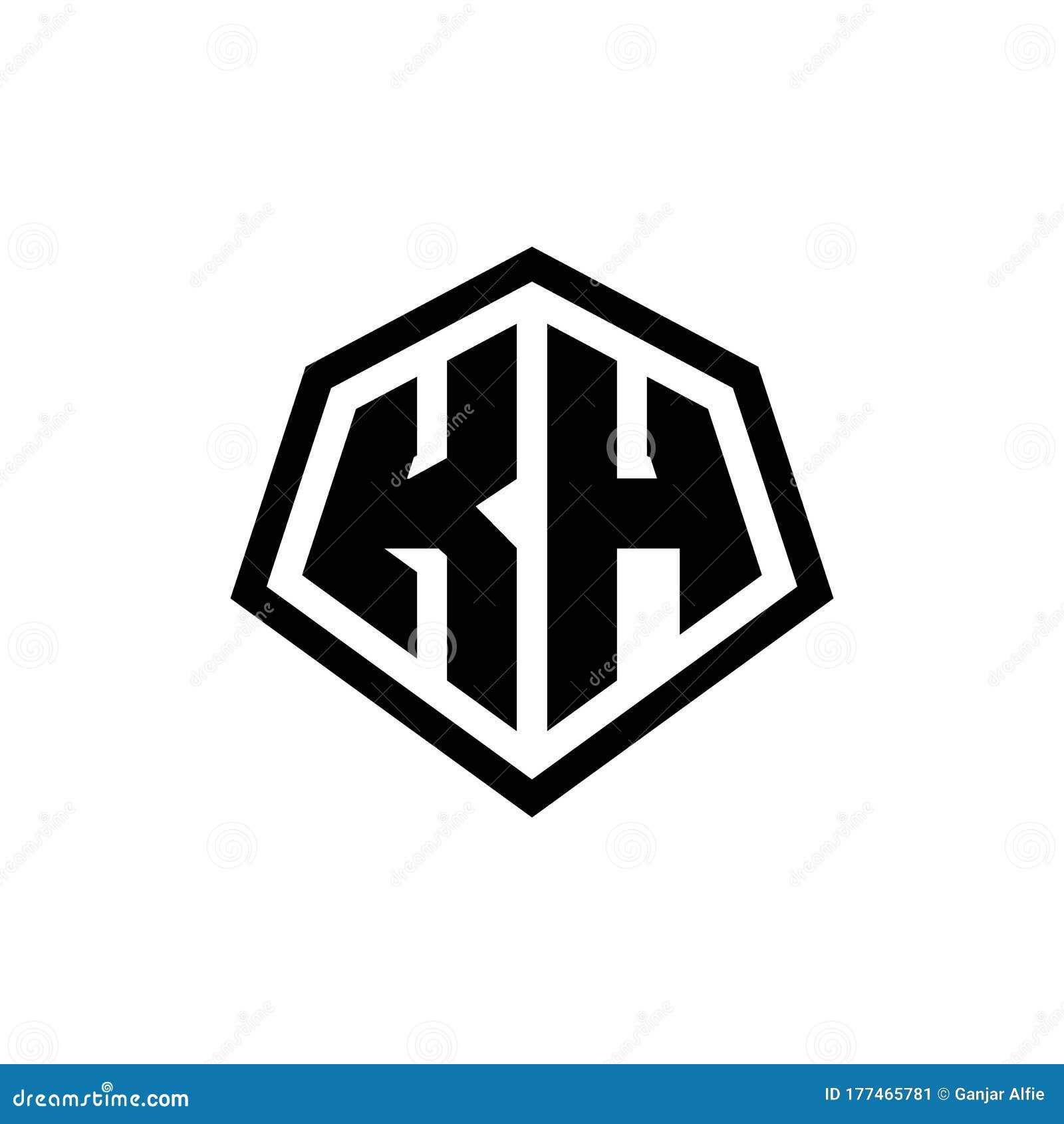 KH Monogram Logo with Hexagon Shape and Line Rounded Style Design ...