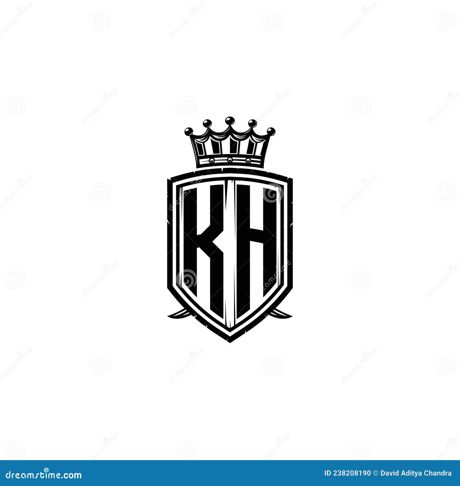 KH Logo Monogram Shield Crown Luxury Design Stock Vector - Illustration ...