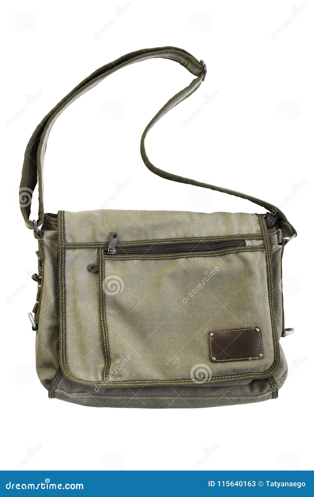 Khaki bag isolated stock image. Image of style, zipper 115640163