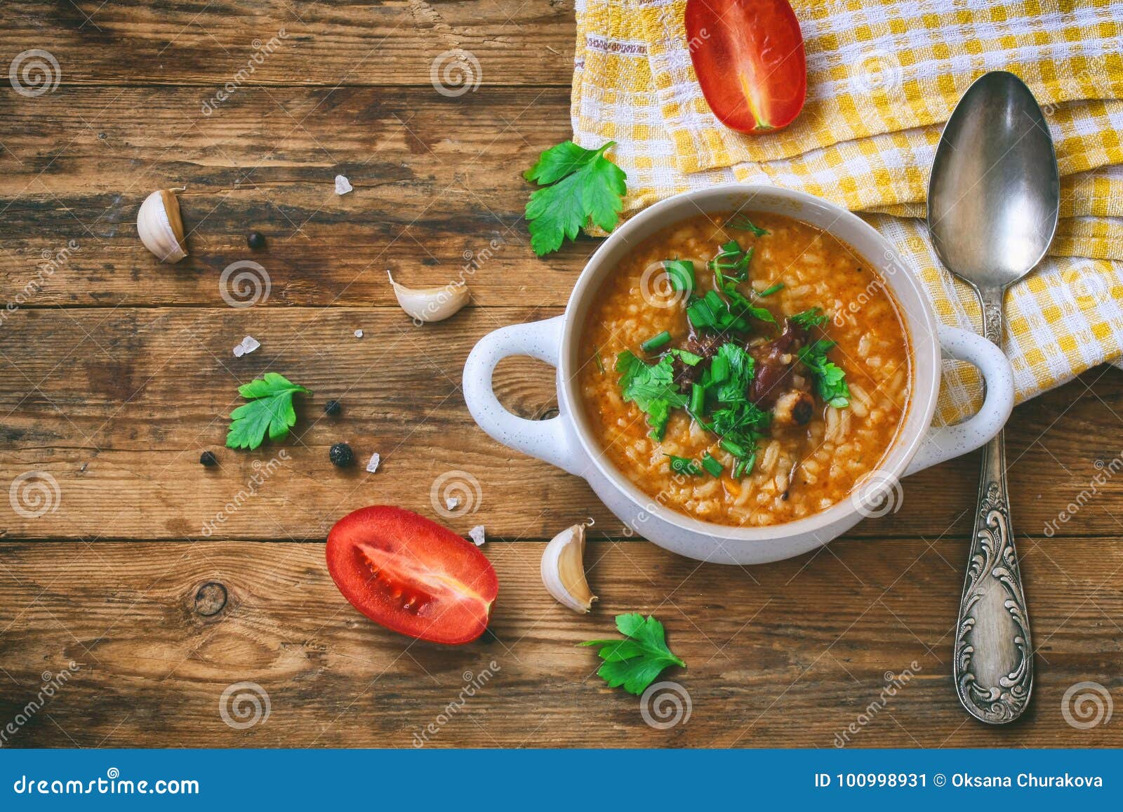 Kharcho Soup, from Rice, Beef, Tomatoes, Spicy Herbs Stock Image ...