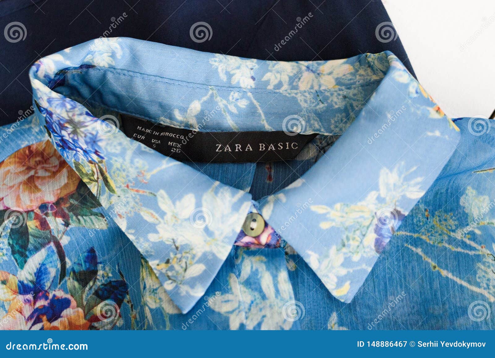 zara blue floral blouse