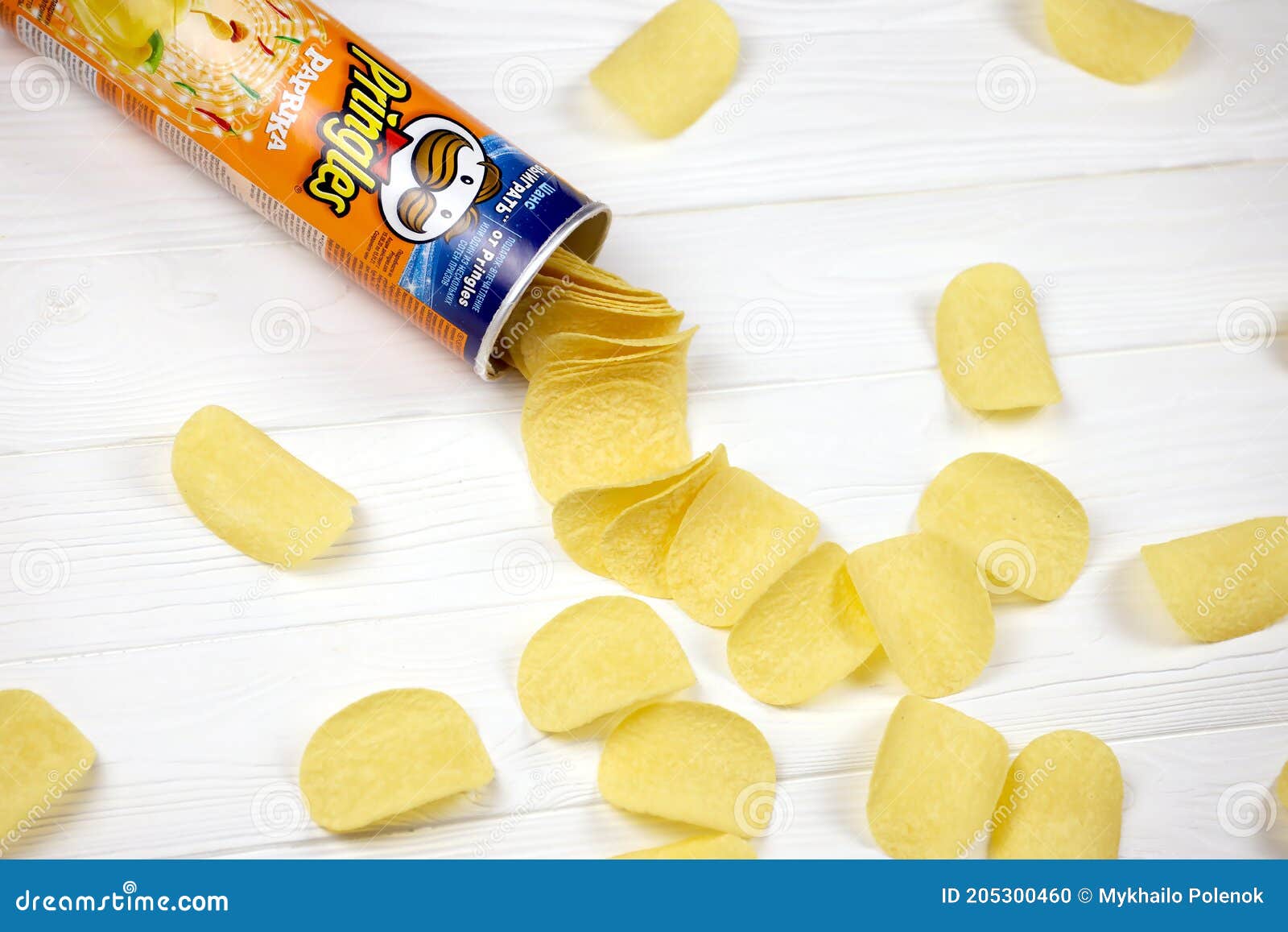 Pringles Paprika Flavour. Cardboard Tube Can with Pringles Potato Chips
