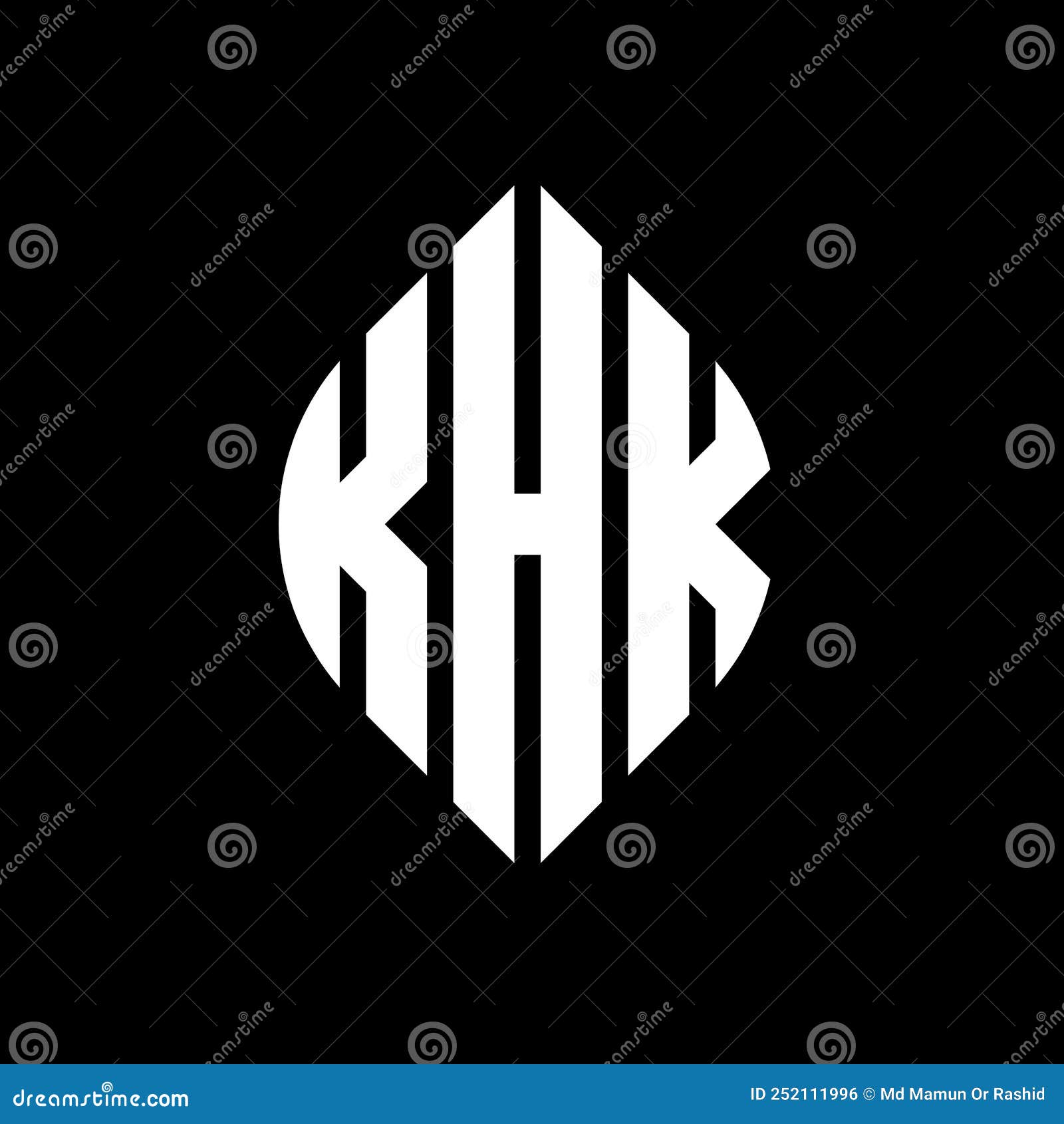 khk circle letter logo  with circle and ellipse . khk ellipse letters with typographic style. the three initials form a