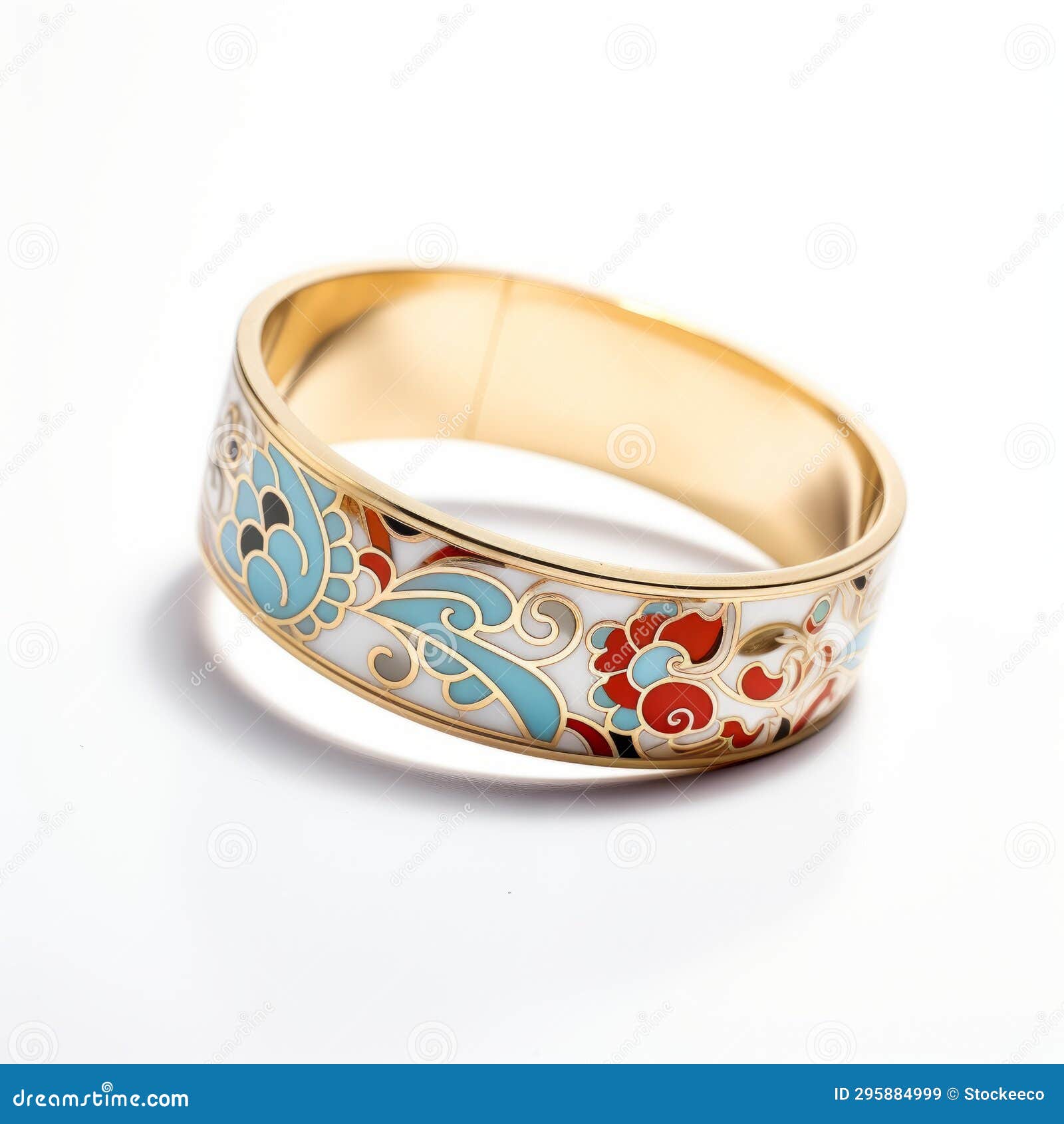 colorful gold plated floral ring with traditional chinese 