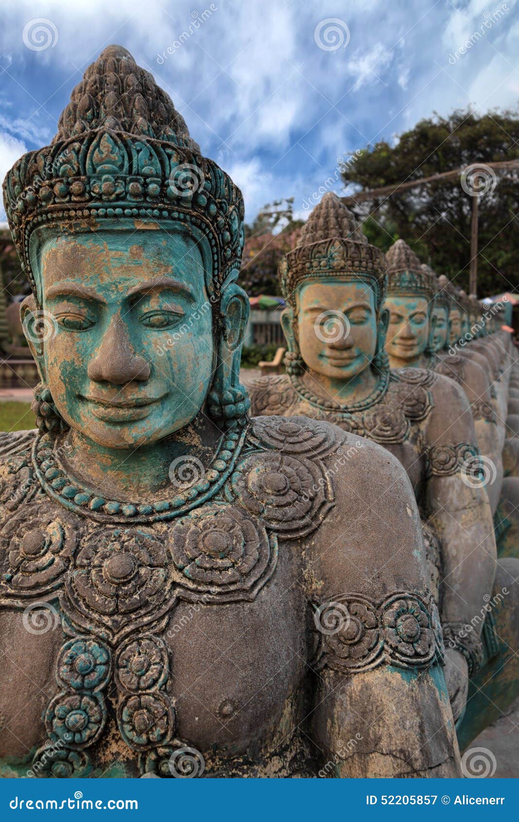 Khmer Ancient Sculptures Nearby Angkor Wat Stock Image Image of