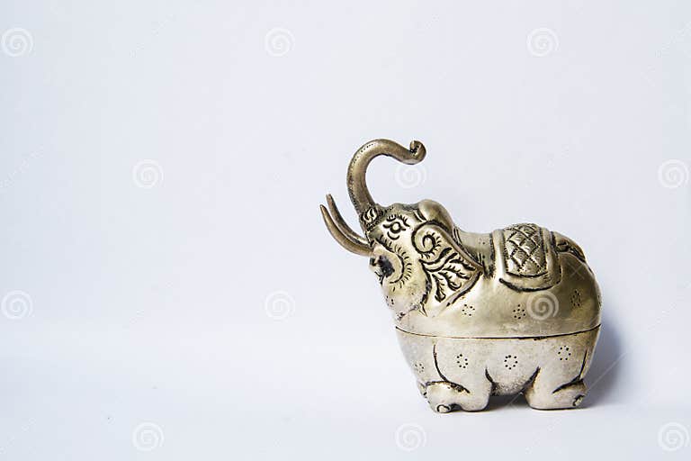 Khmer Silver Elephant Shaped Box. the Elephant Raised Trunk,symbol of