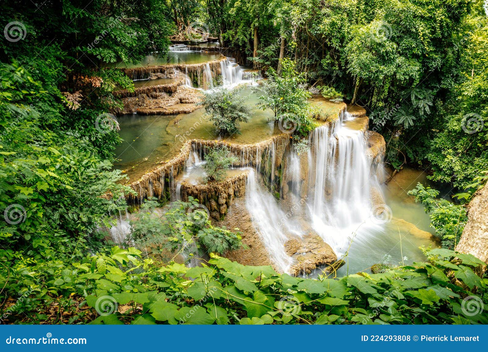 khuean srinagarindra national park, huay mae khamin waterfalls, in kanchanaburi, thailand