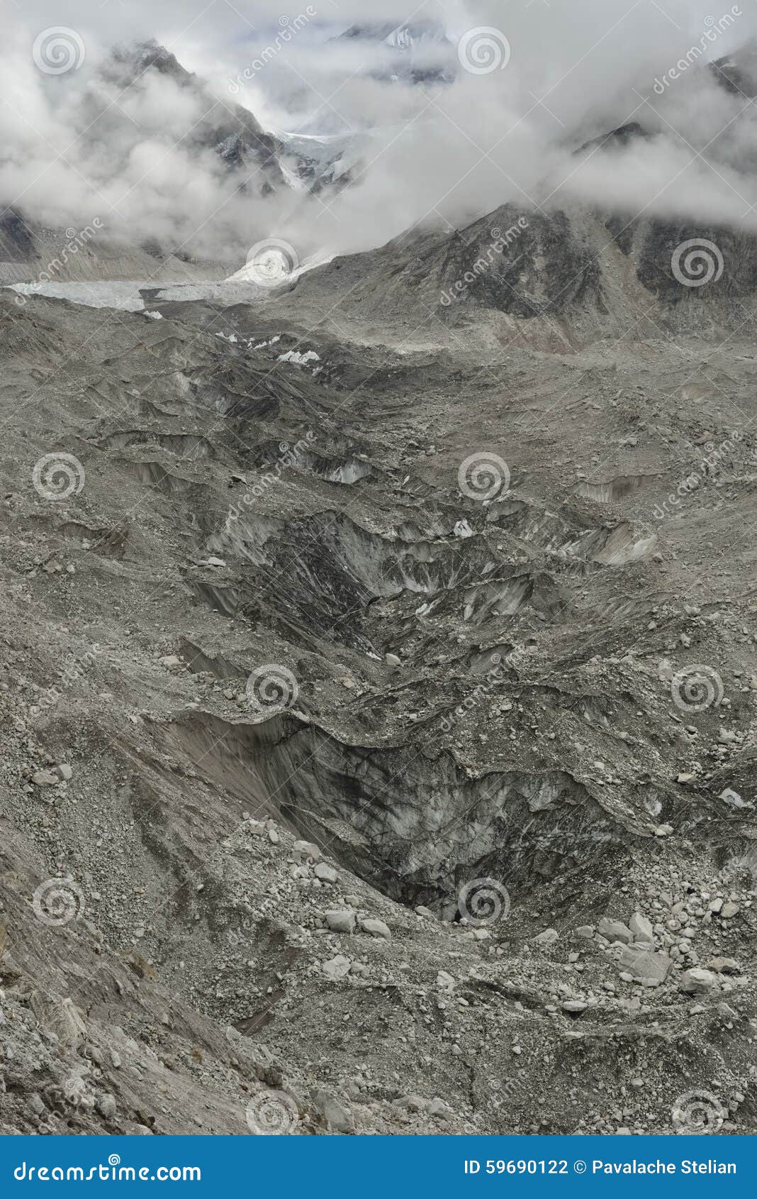 khumbu glacier in himalaya. nepal