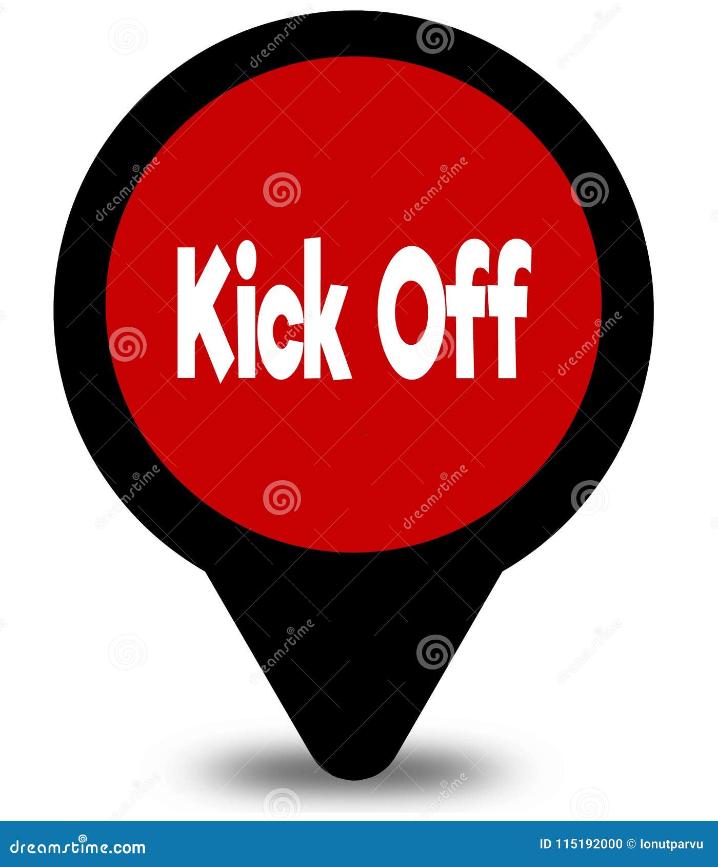 KICK OFF on Red Location Pointer Illustration Stock Illustration