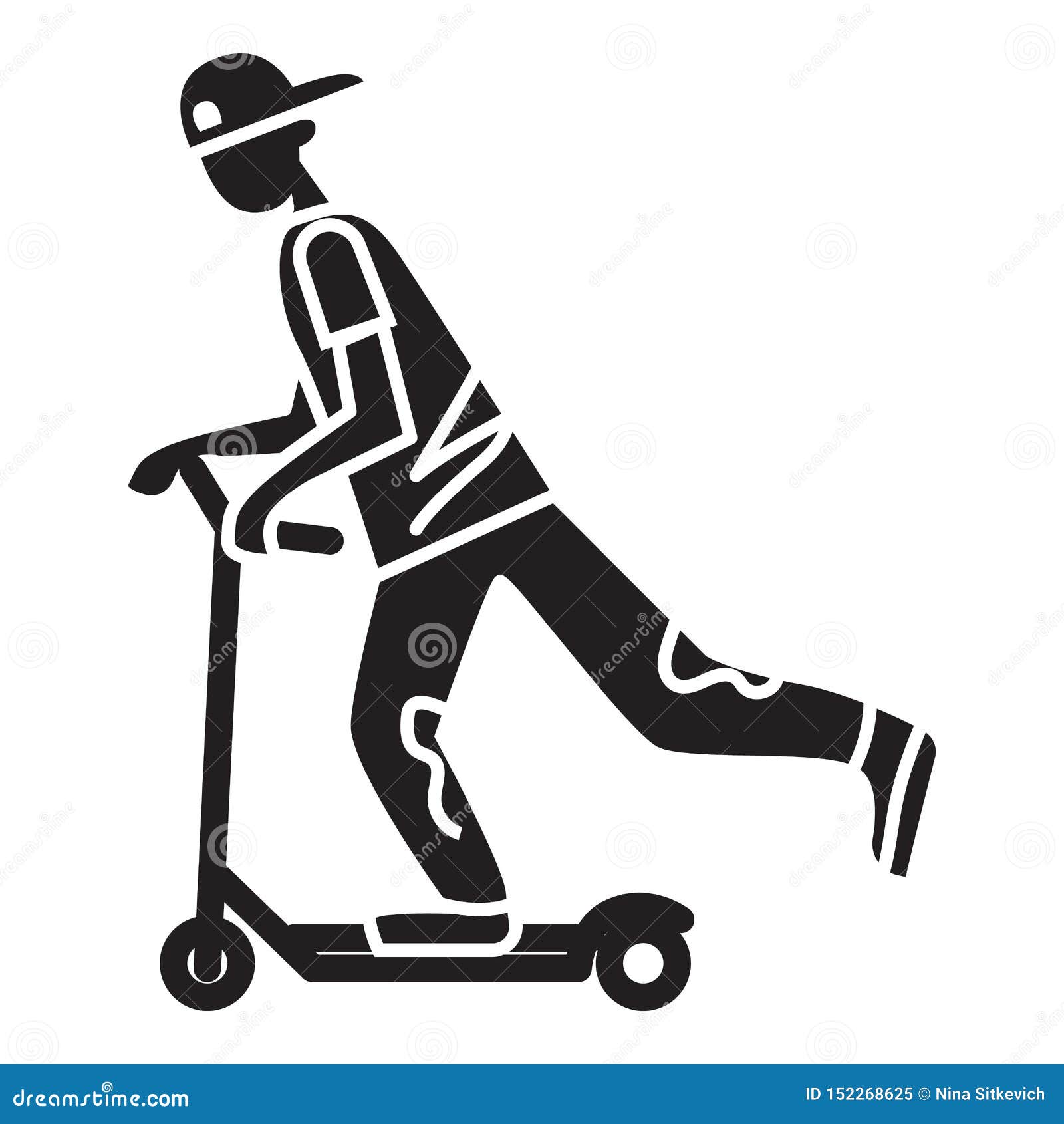 Kick Scooter Icon, Simple Style Stock Vector Illustration of extreme