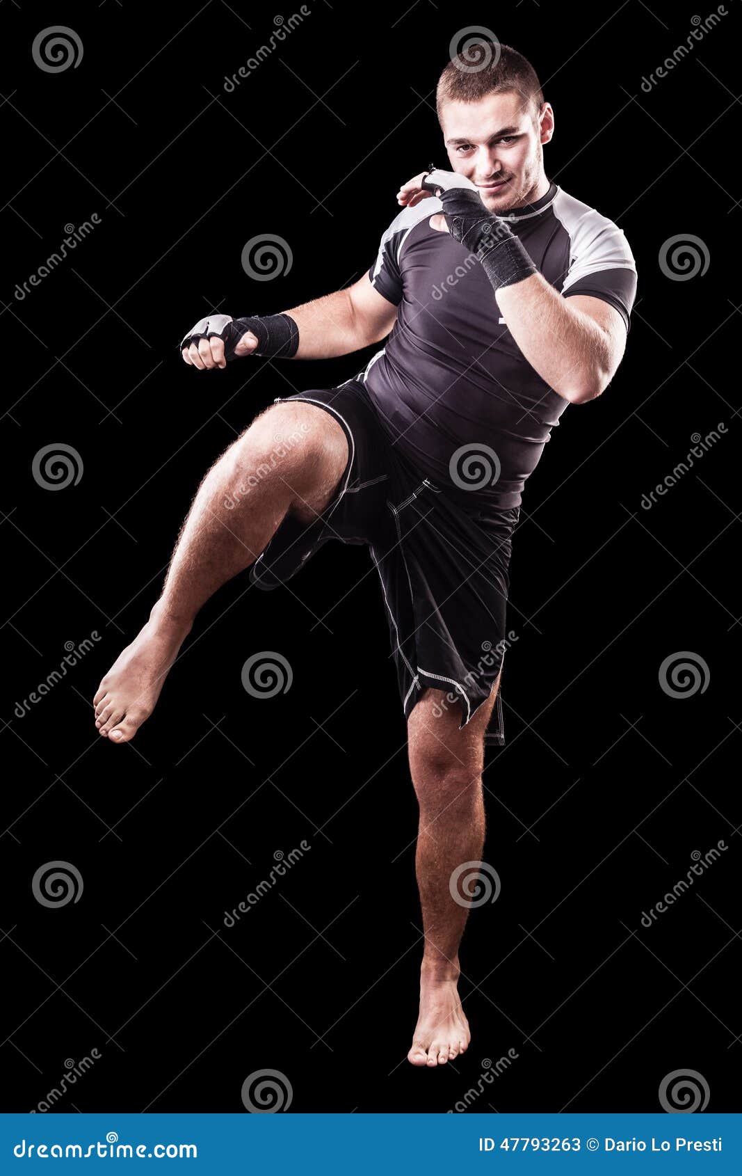 Kickboxer on black stock image. Image of isolated, combat 47793263