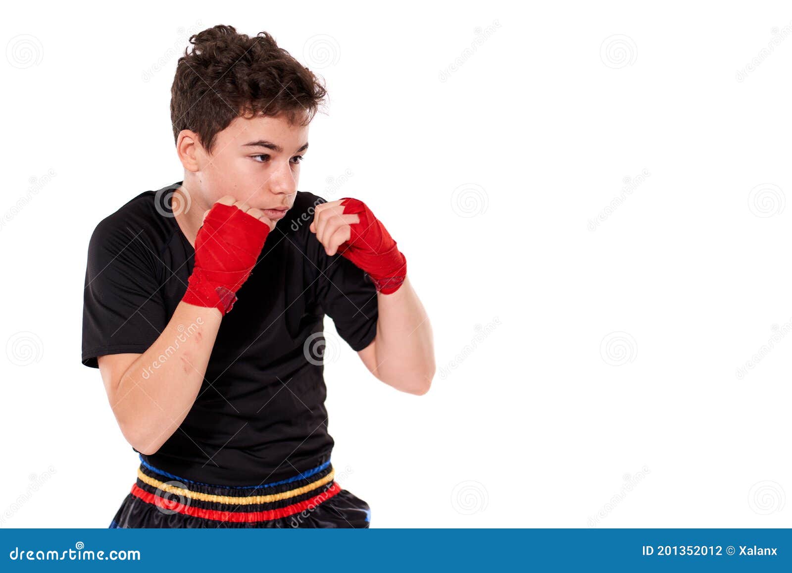 Kickboxer Training Isolated on White Stock Photo - Image of sporty ...