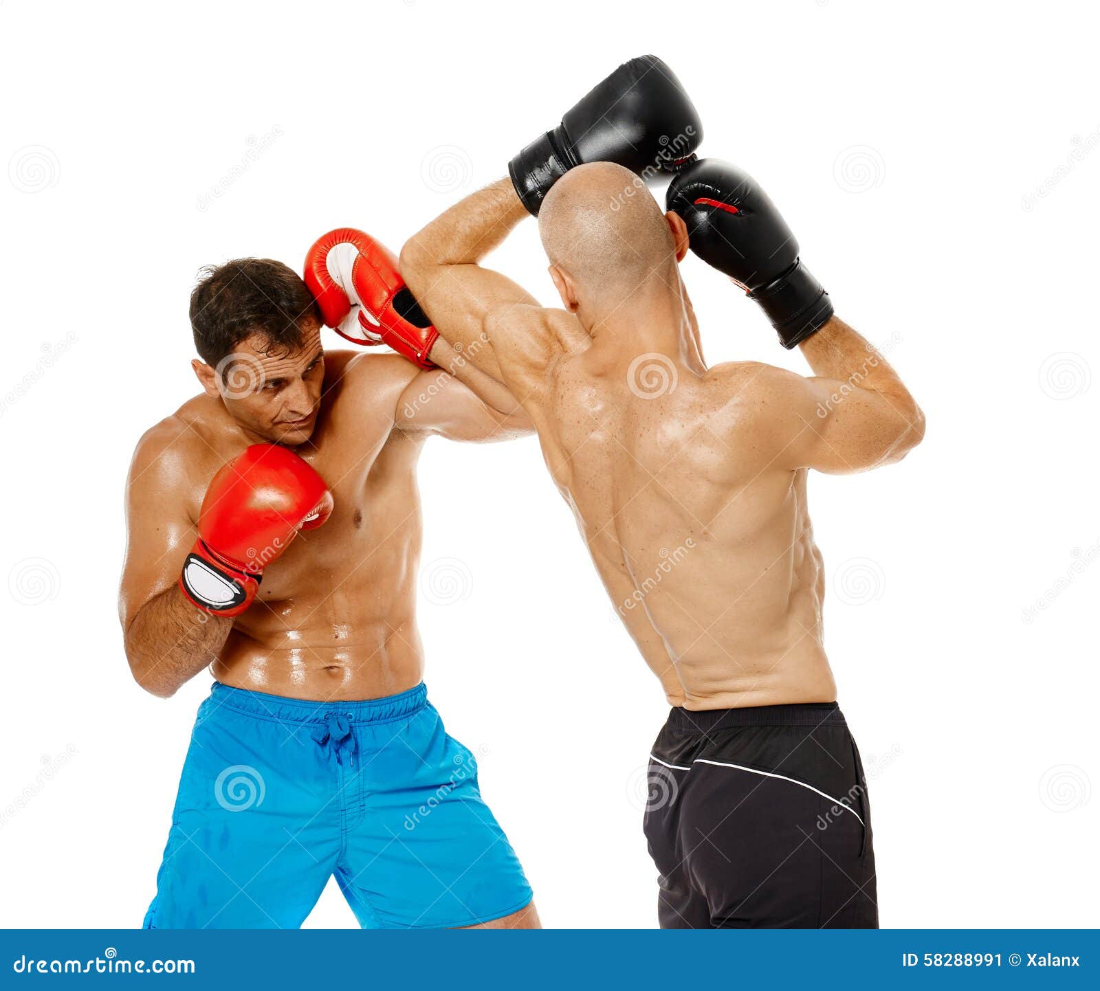 Kickboxers Sparring on White Stock Image Image of masculine, boxer 58288991