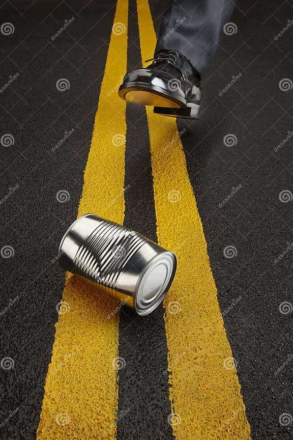 Kicking the Can Down the Road Stock Photo Image of striped, shiny