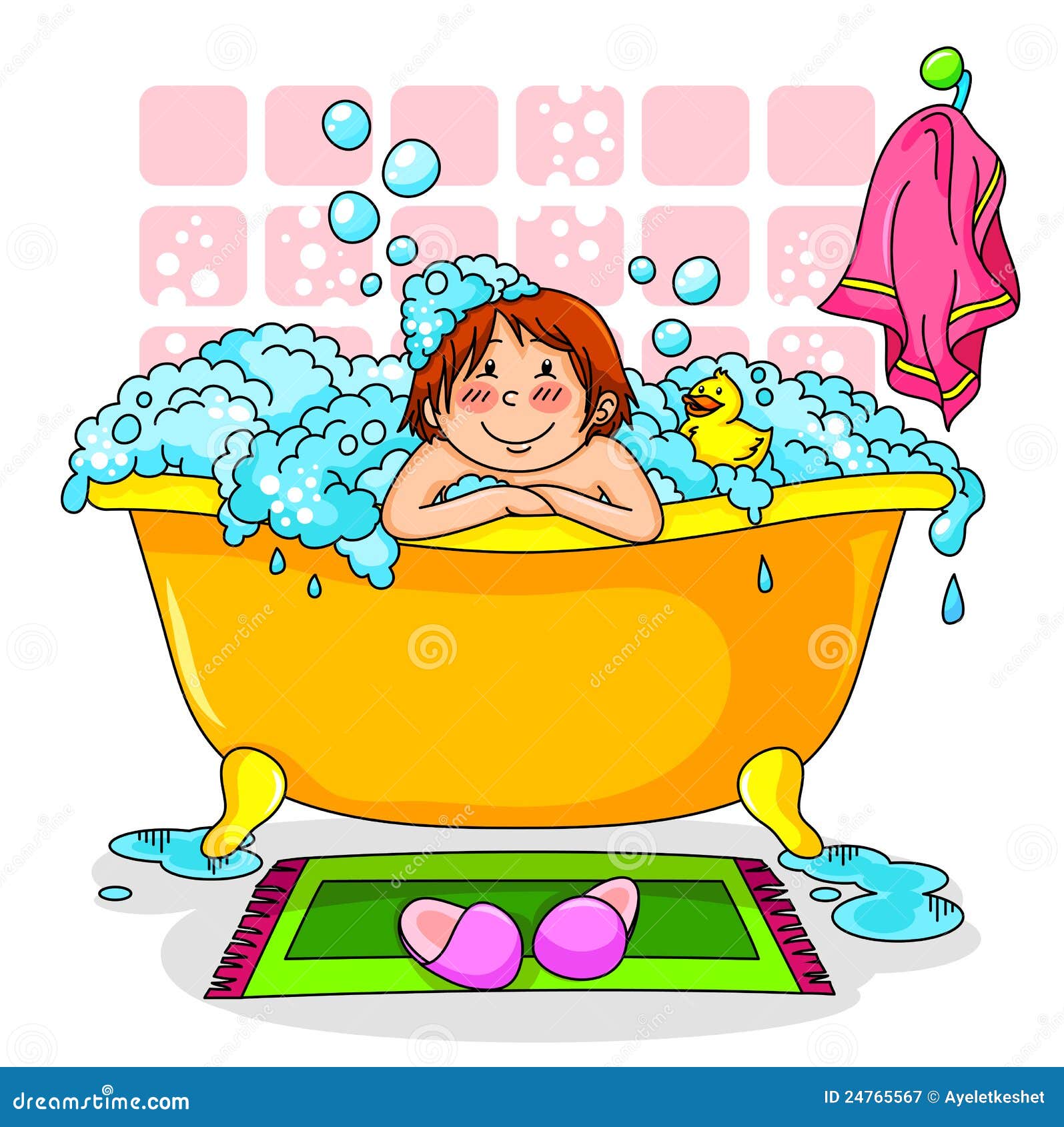 Kid in the bath stock vector. Illustration of bathing ...