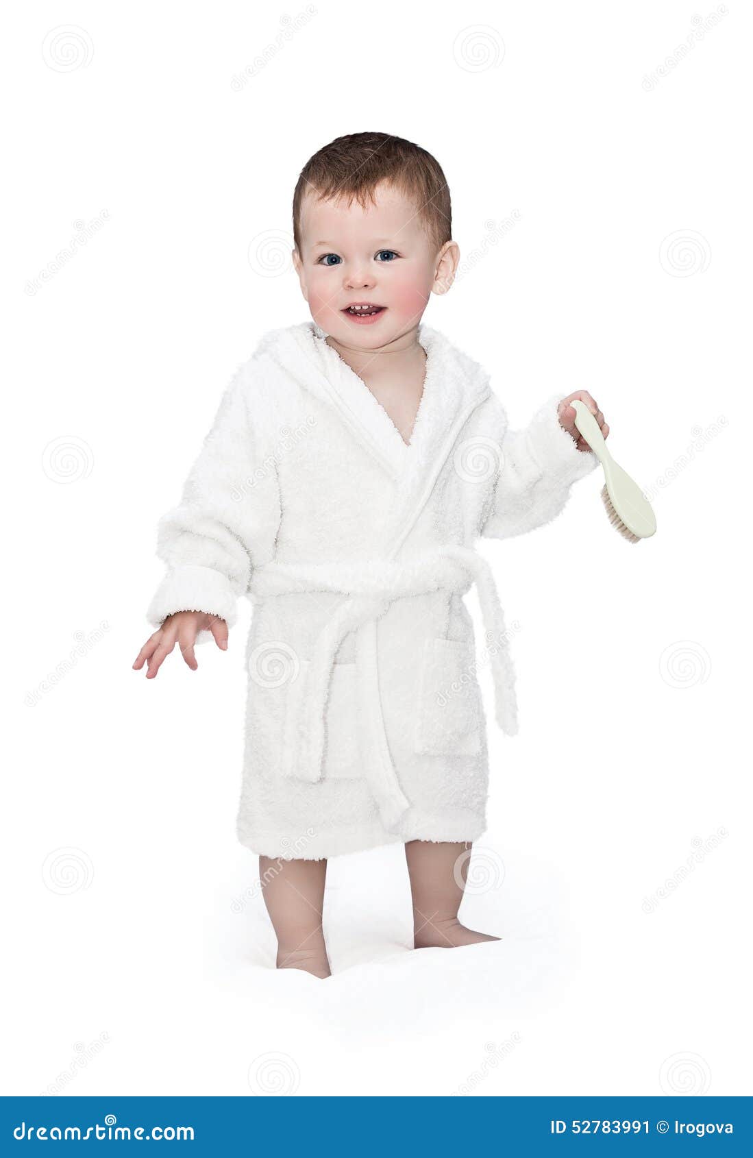The kid in a bathrobe stock image. Image of face, smile 52783991
