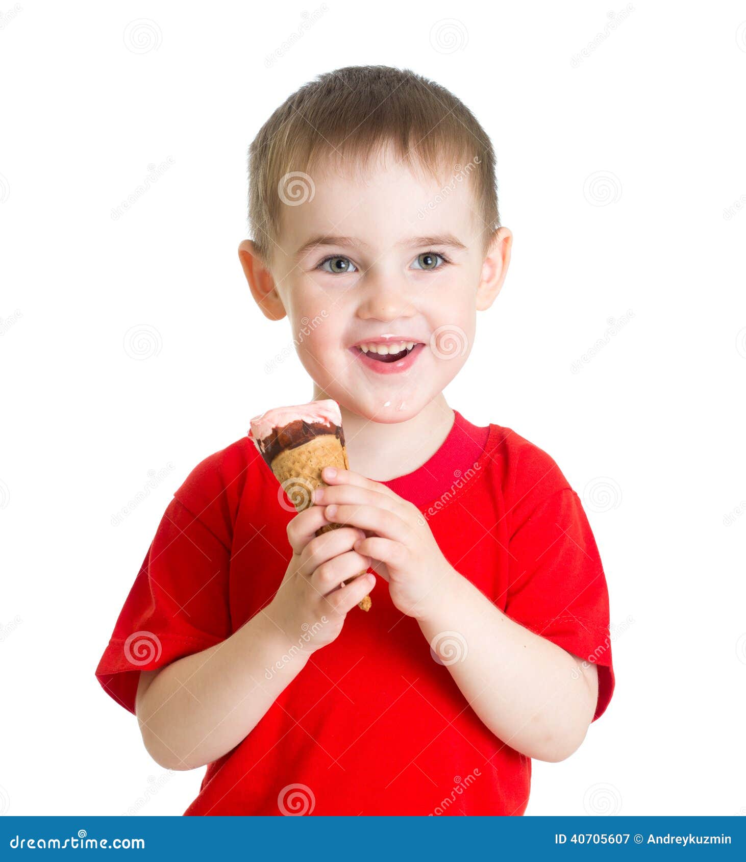 Kid Boy Eating Ice Cream Isolated Stock Image Image of portrait