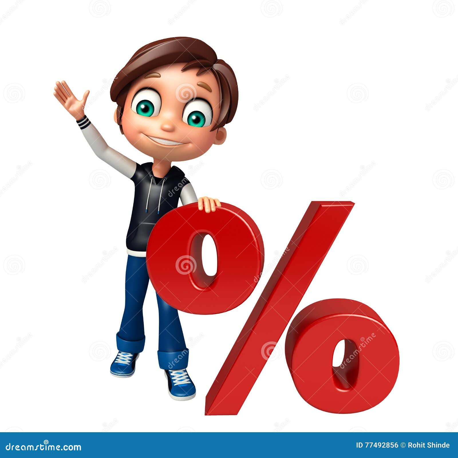 Kid Boy with Percentage Sign Stock Illustration - Illustration of