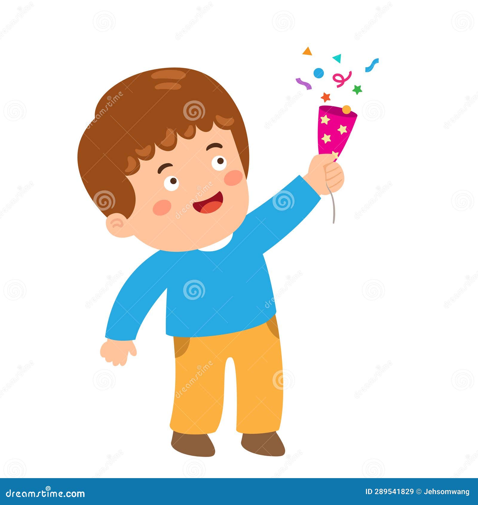 Kid Boy Shooting Confetti Popper Stock Vector Illustration of shooting, cute 289541829