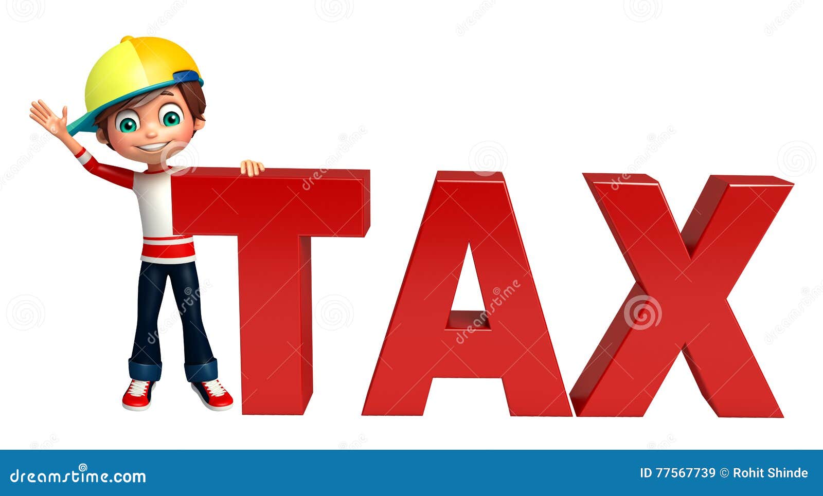 Kid boy with tax sign stock illustration. Illustration of isolated