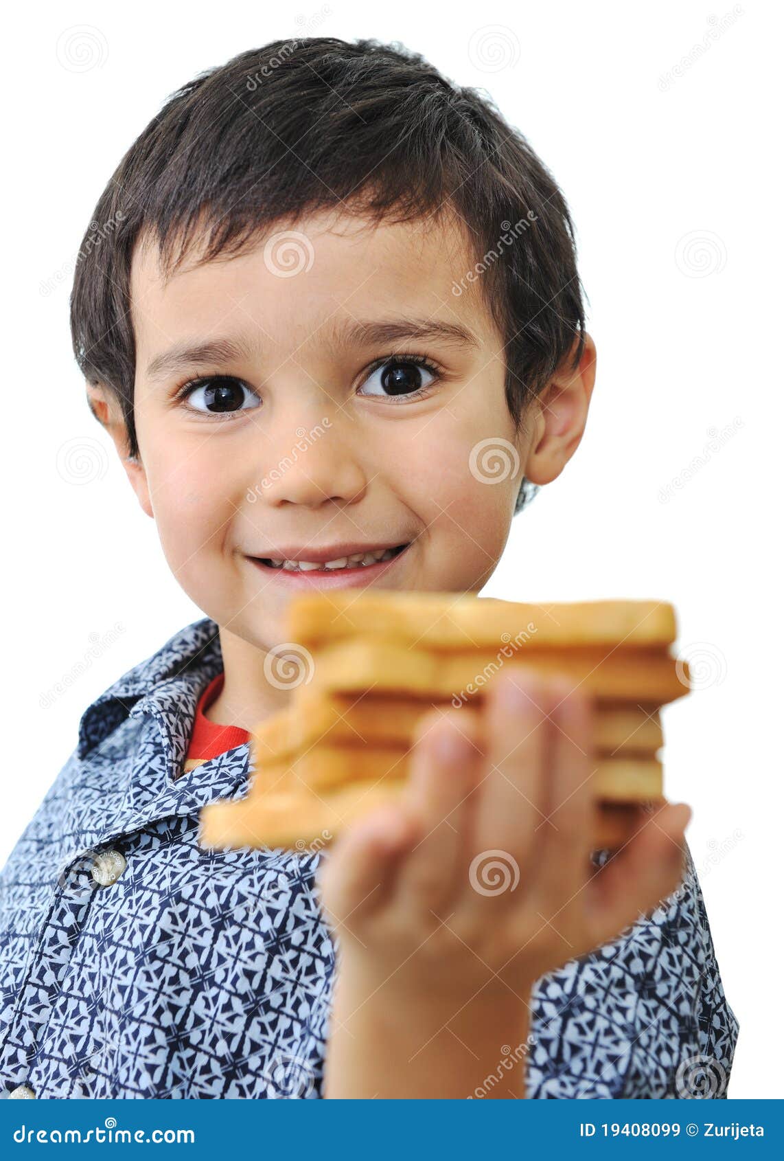 Kid with bread isolated stock image. Image of slices 19408099