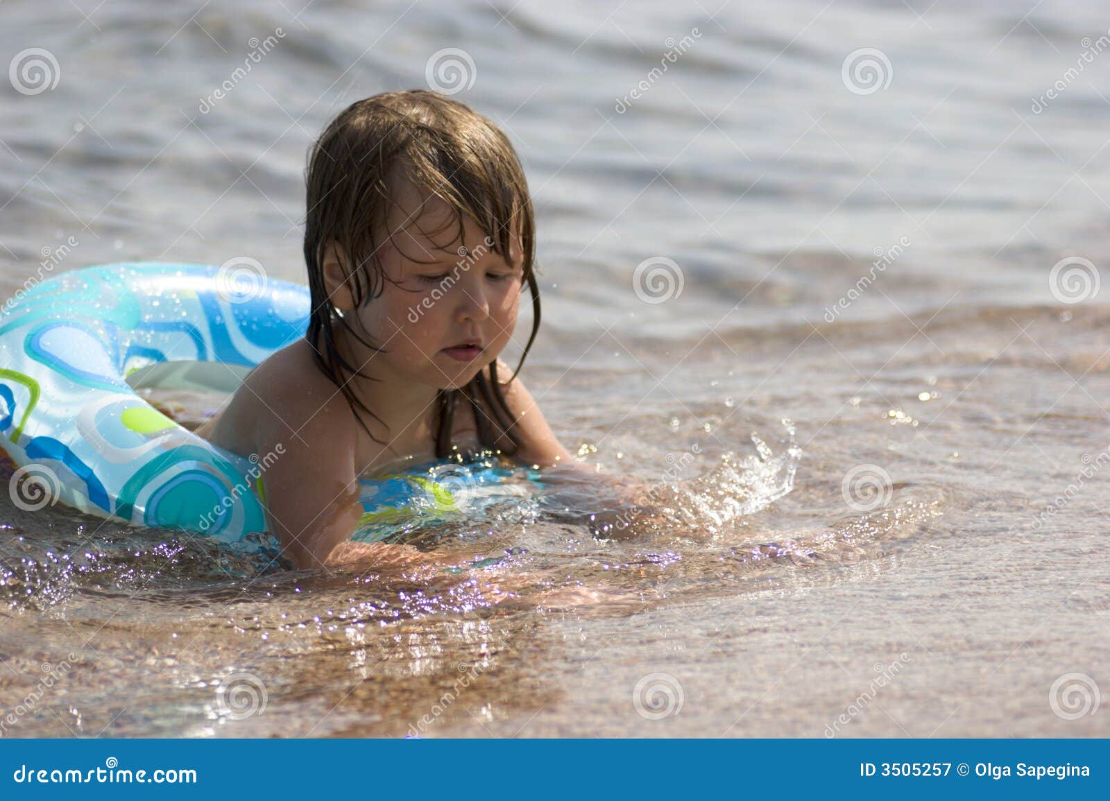 Kid in Buoy Playing with Sand Stock Image - Image of contemplation ...