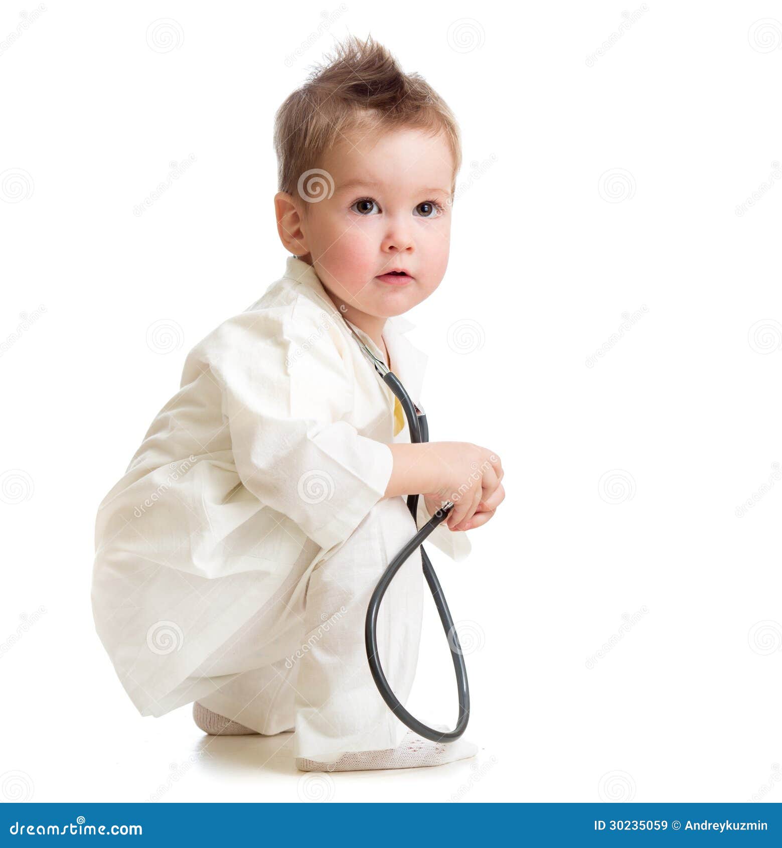 Kid Playing Doctor With Stethoscope Royalty Free Stock Images Image