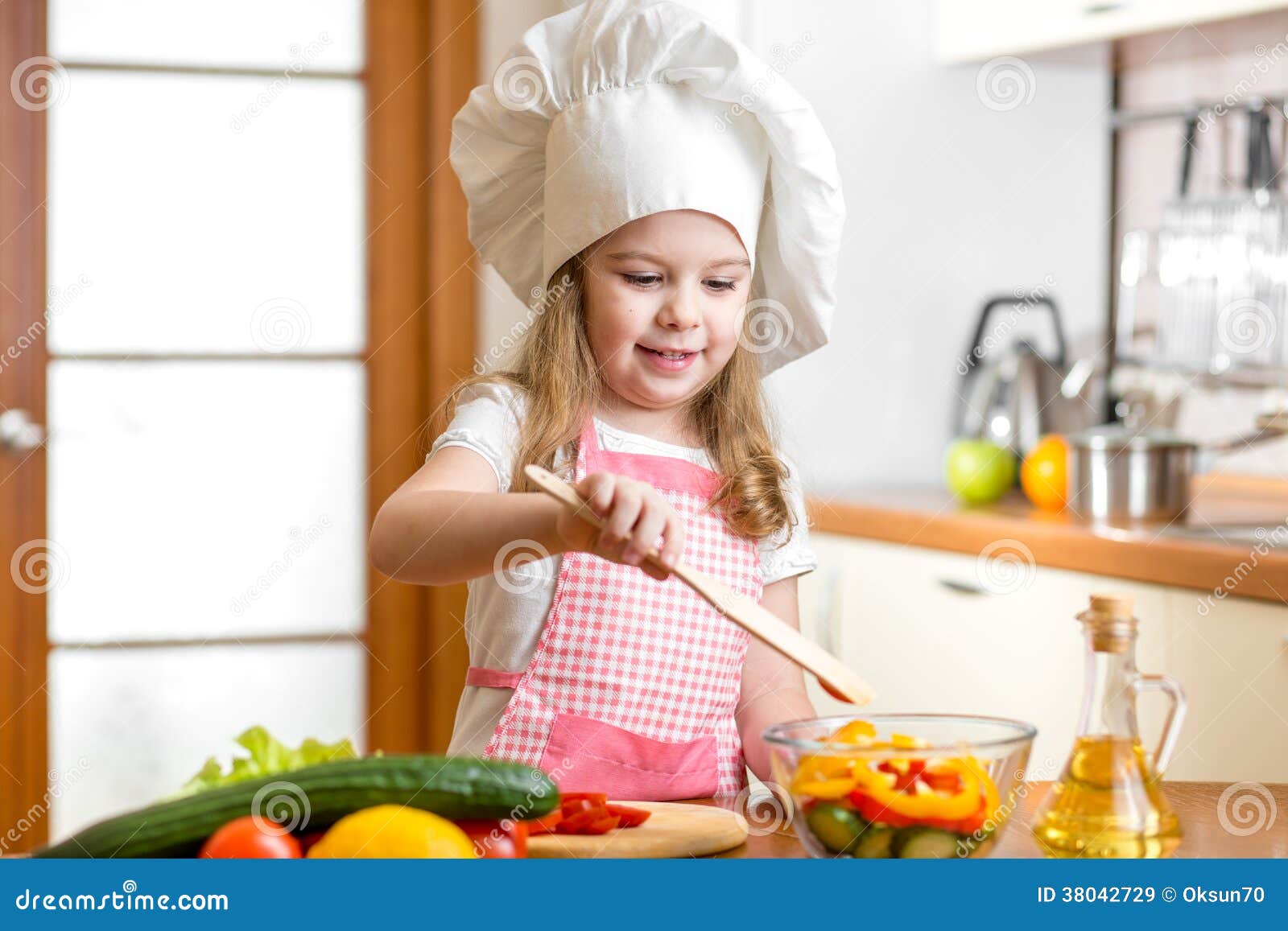 Kid cooking at kitchen stock image. Image of girl, cook 38042729