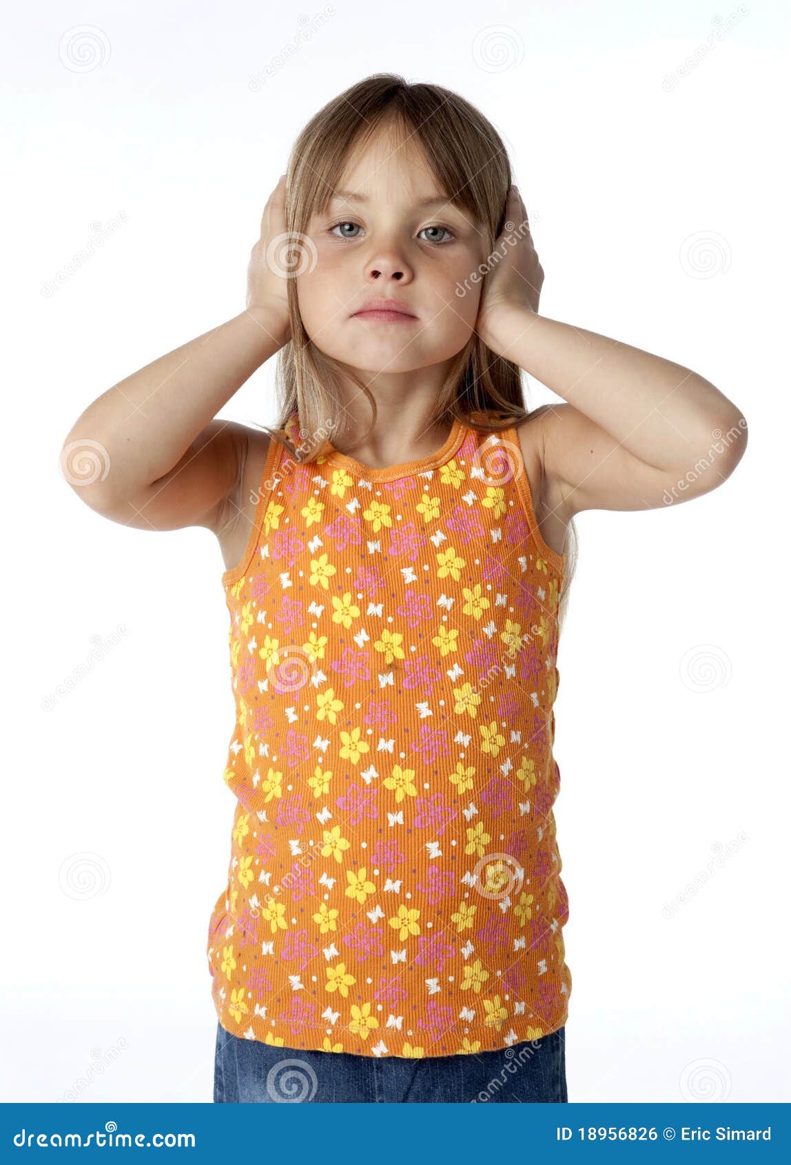 Kid Covering Ears stock photo. Image of loud, sullen 18956826