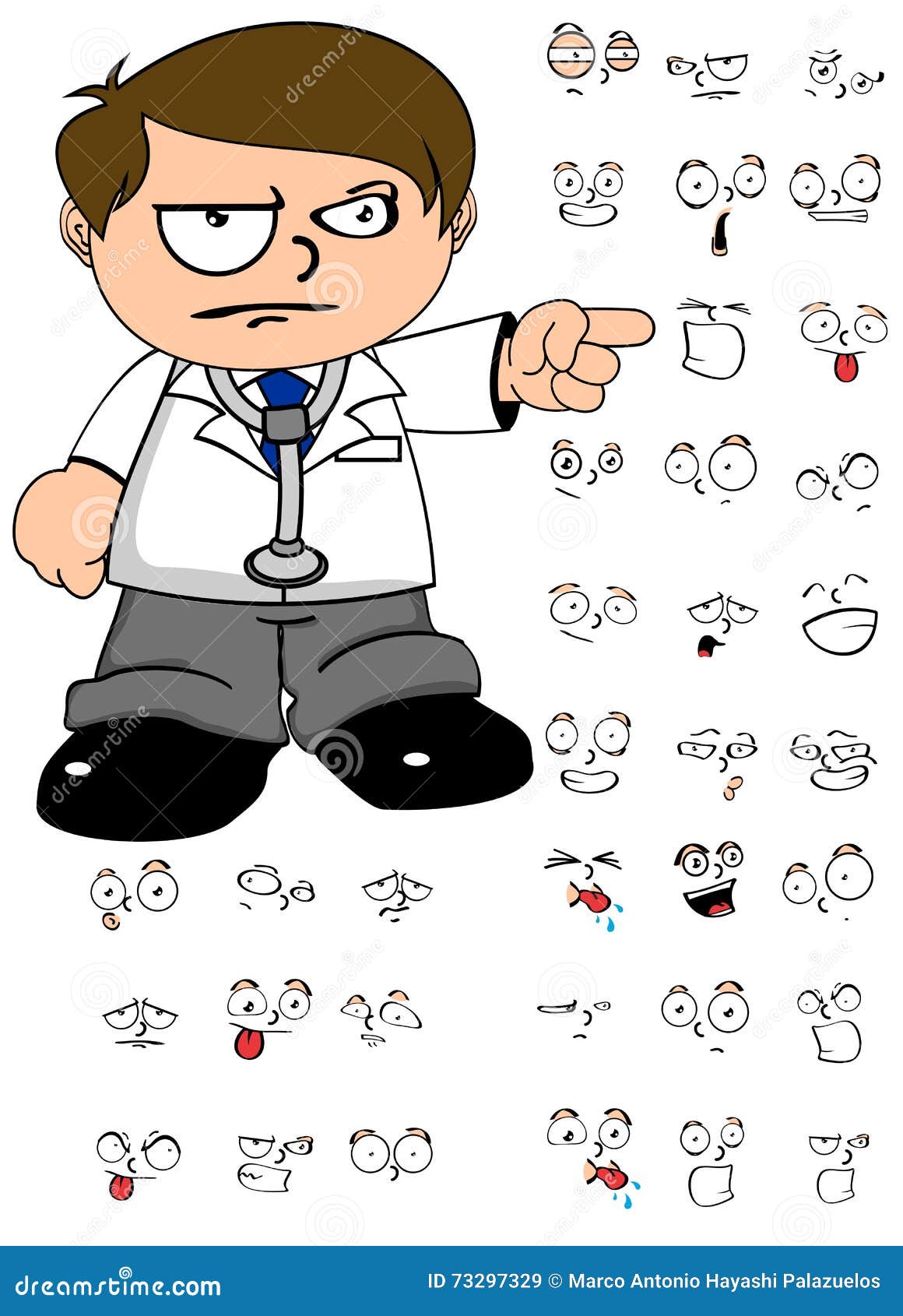 kid doctor cartoon expresion set