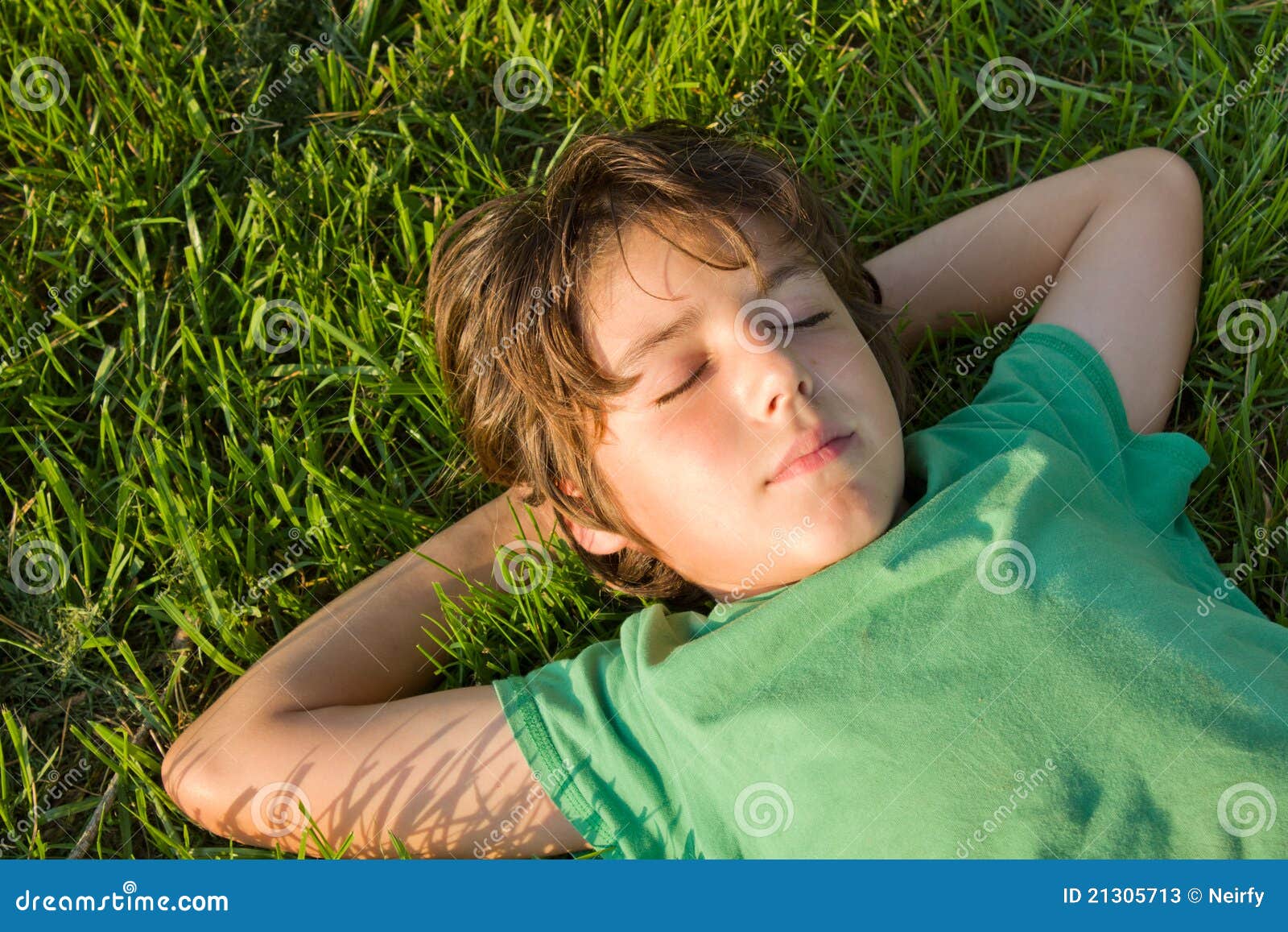 Kid dreaming on grass stock image. Image of human, greeen ...