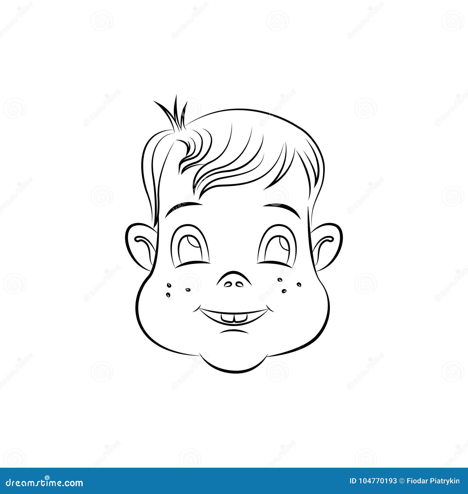 Kid Face with Smile Vector Cartoon Draw Stock Vector - Illustration of  child, little: 104770193