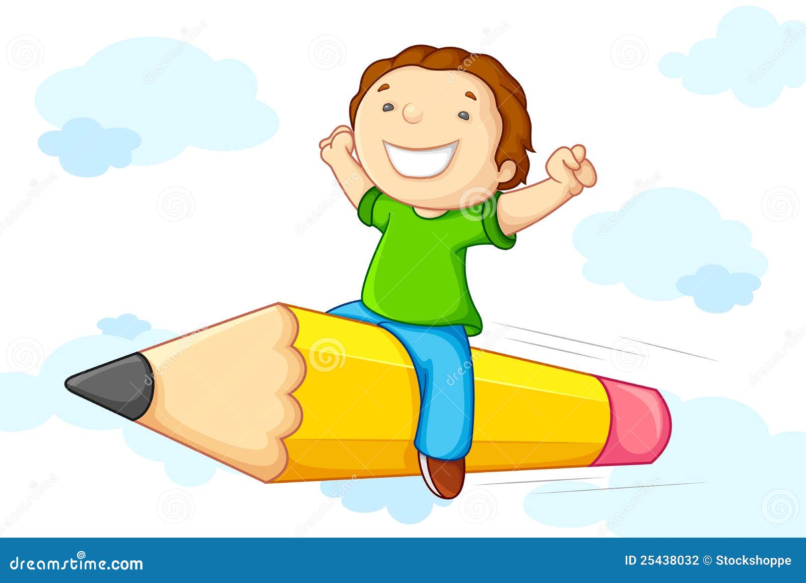 kid flying on pencil